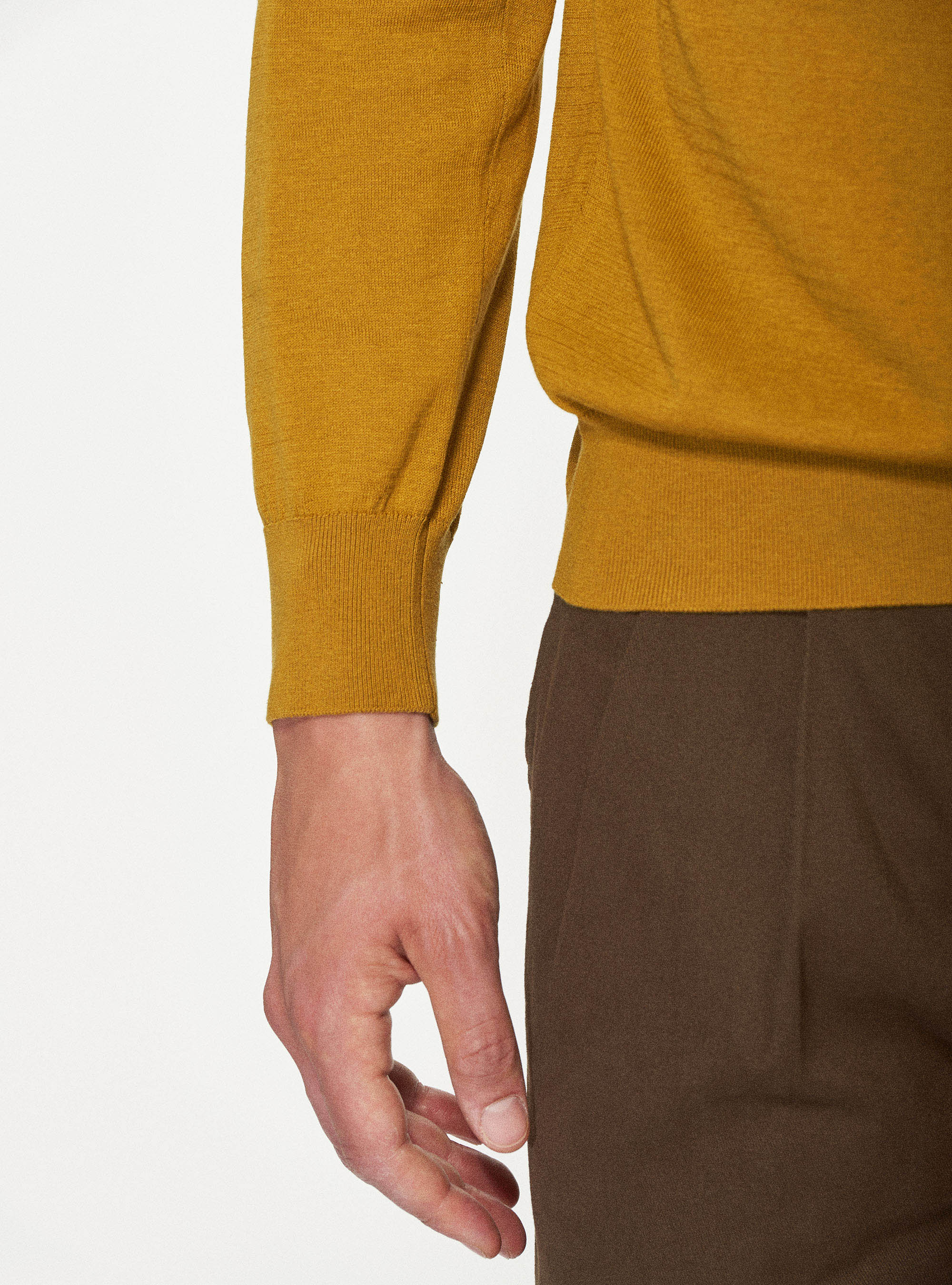 Maglia girocollo in seta cotone, SENAPE 0715C