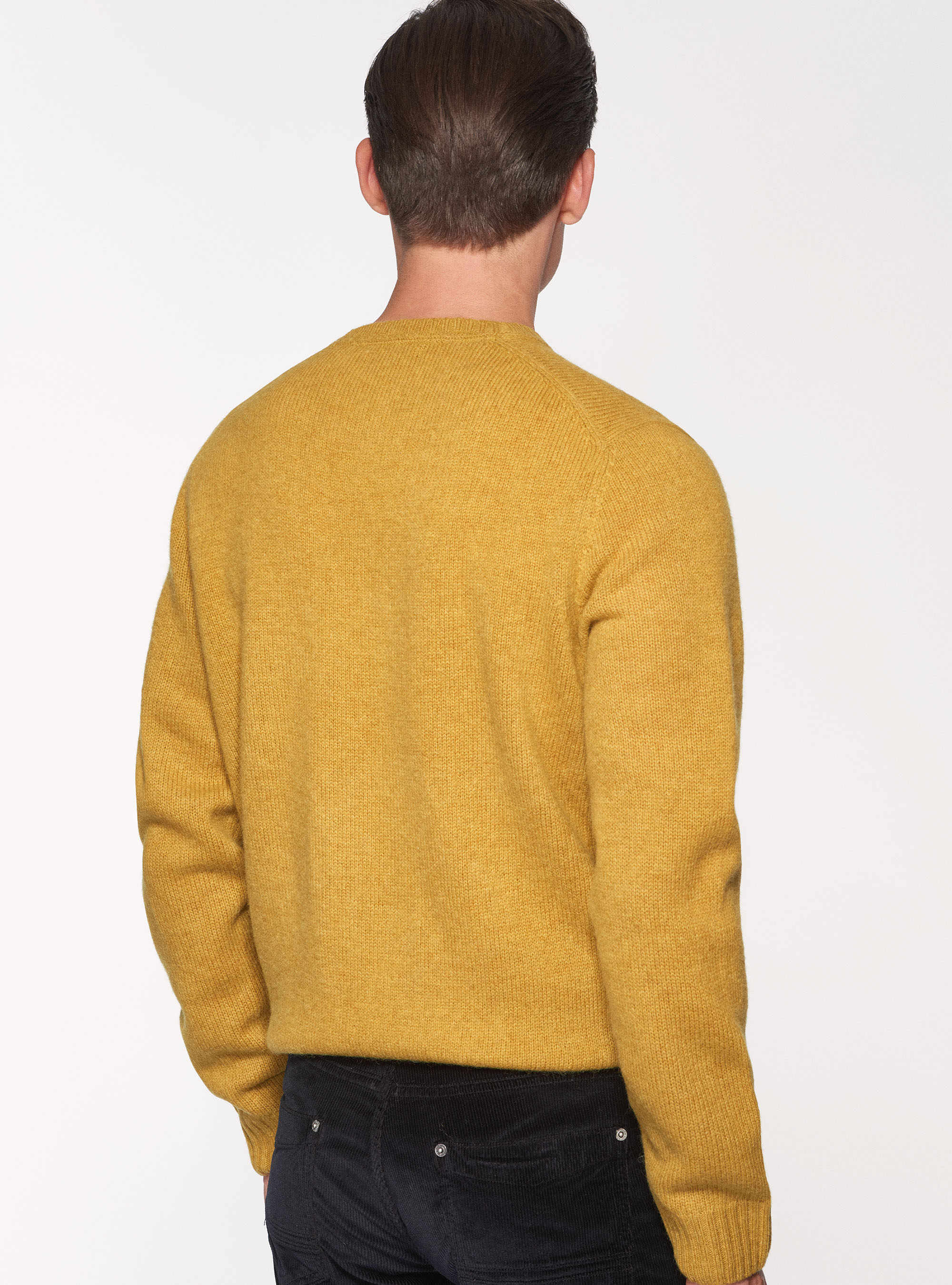 Maglia girocollo in pura lana shetland, SENAPE 0715C