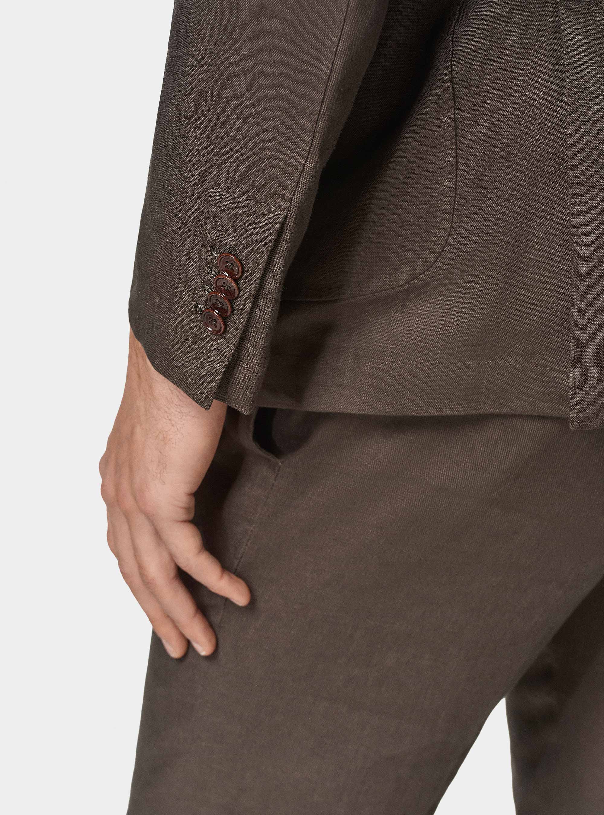 Pure linen suit blazer, BROWN