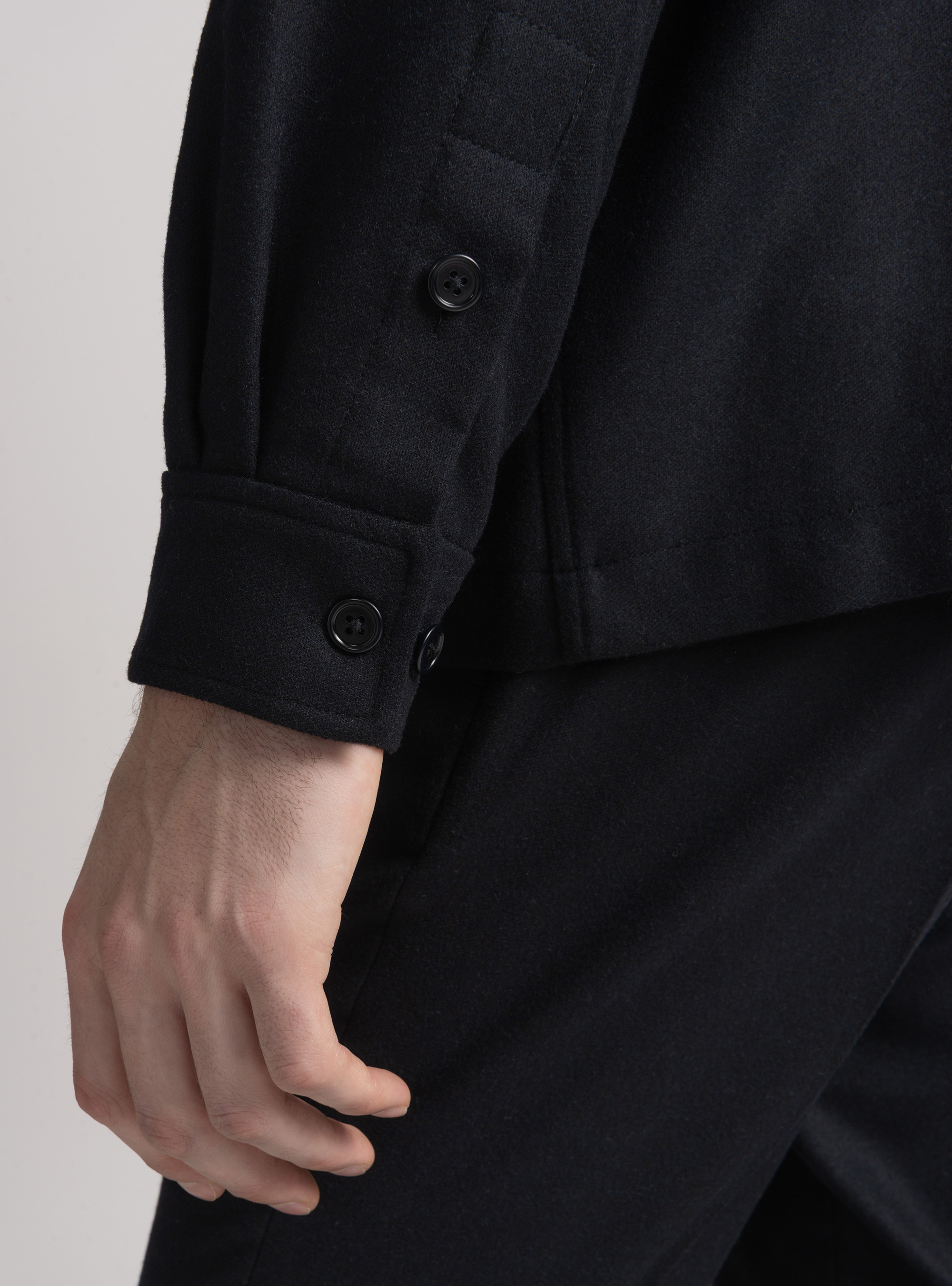 Giacca camicia leggera in misto lana, NAVY DARK 0219C