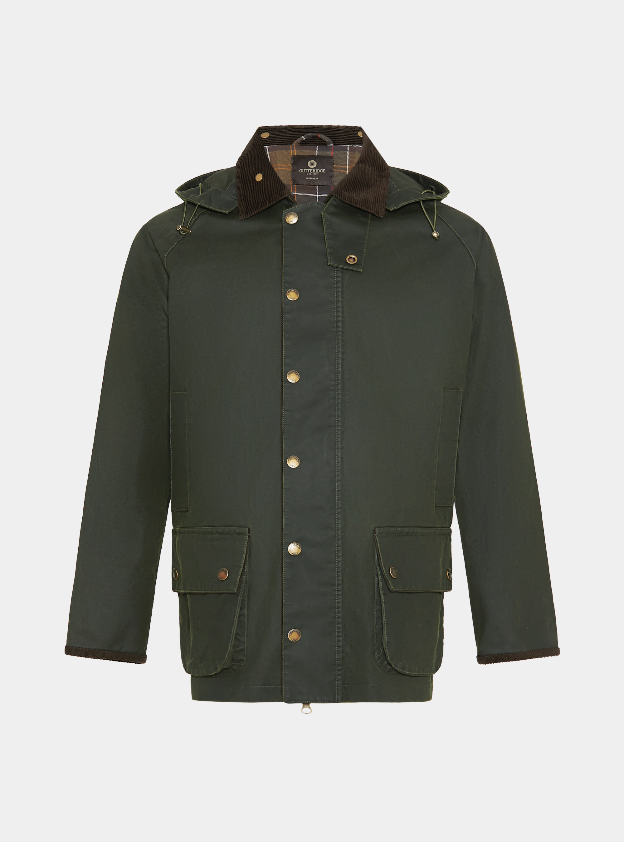 Chaqueta encerada en mezcla de algodón, VERDE