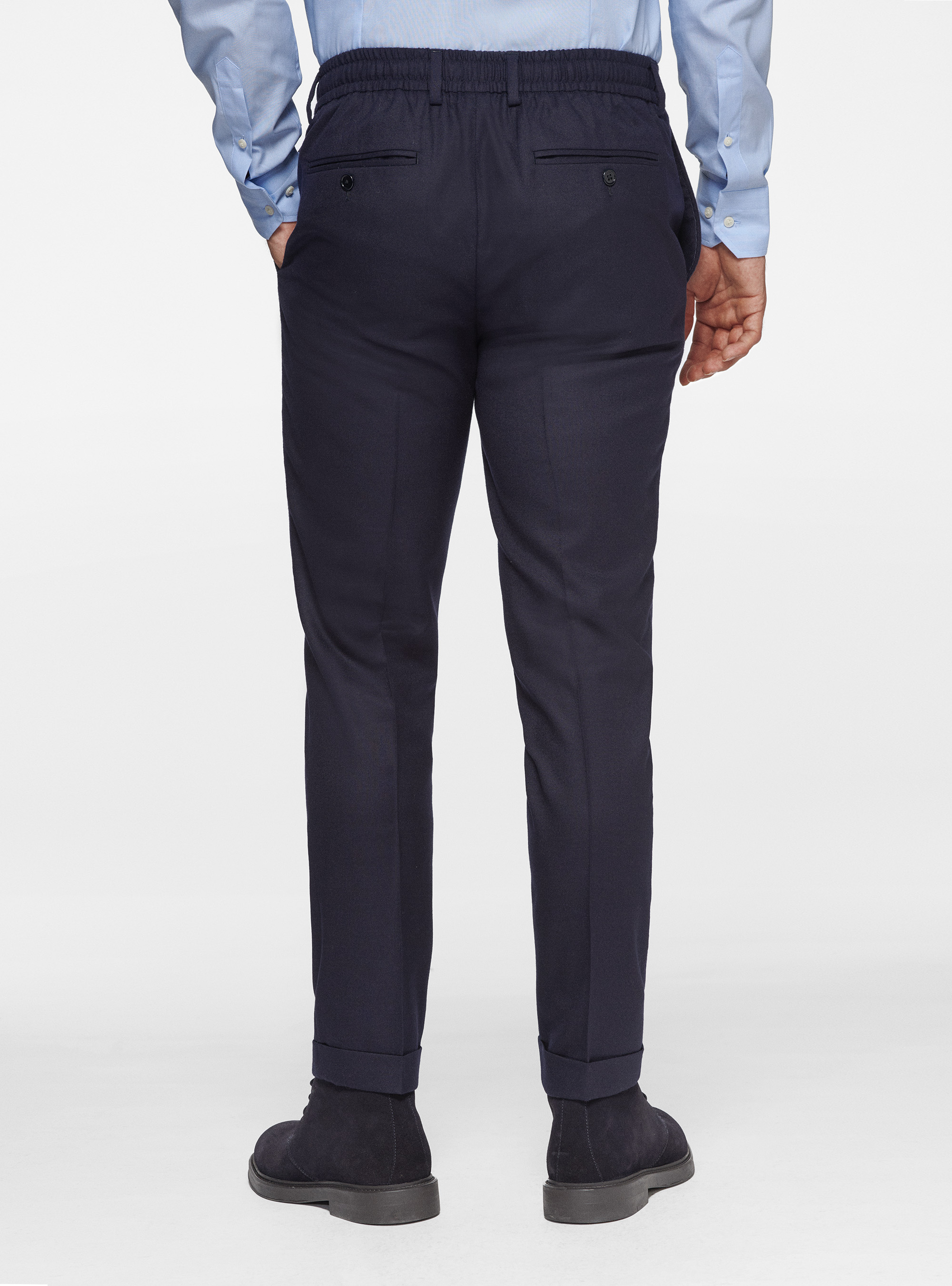 Pantaloni con coulisse in flanella Vitale Barberis Canonico, BLU NAVY