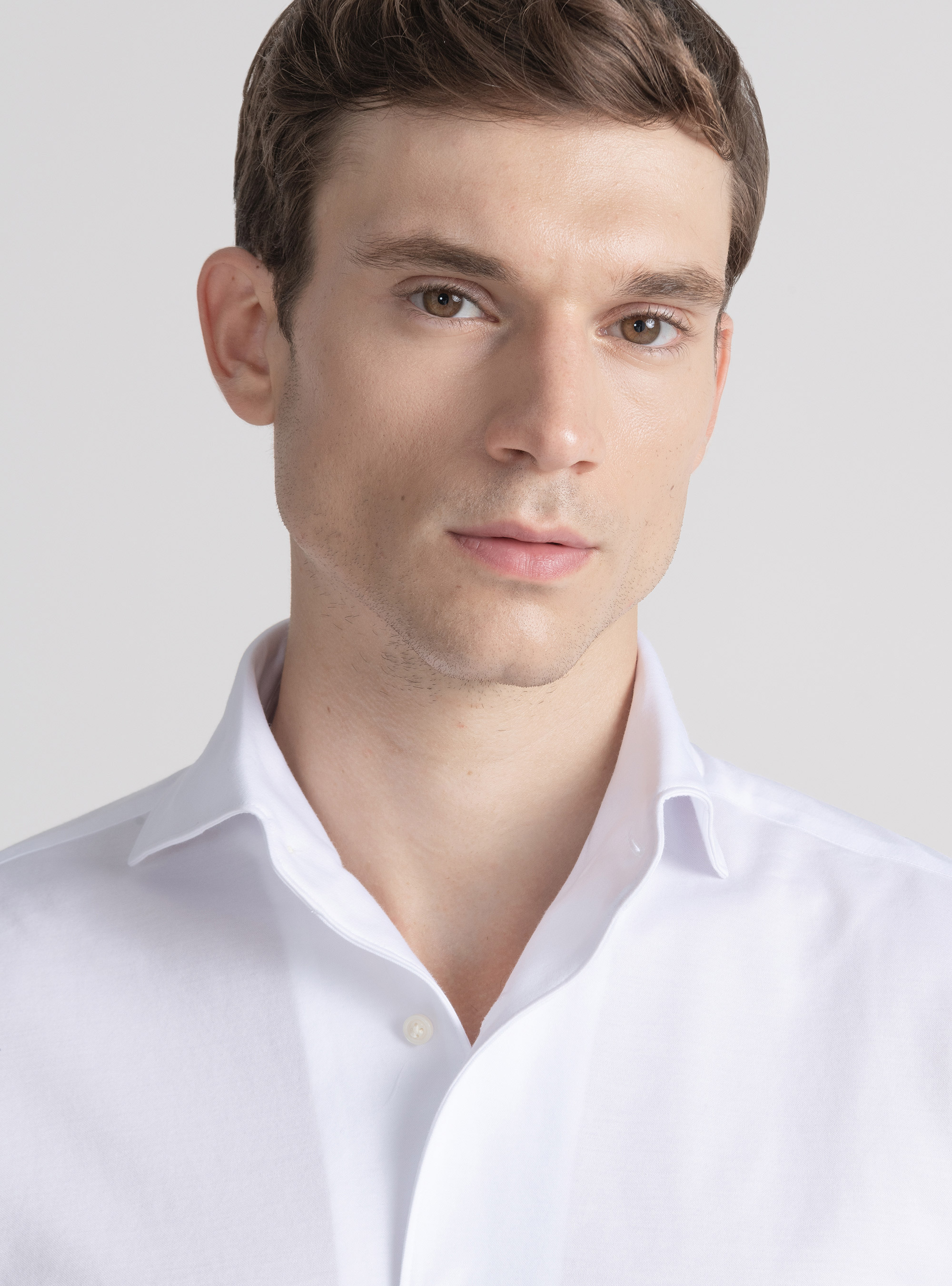 Cotton blend jersey shirt, WHITE