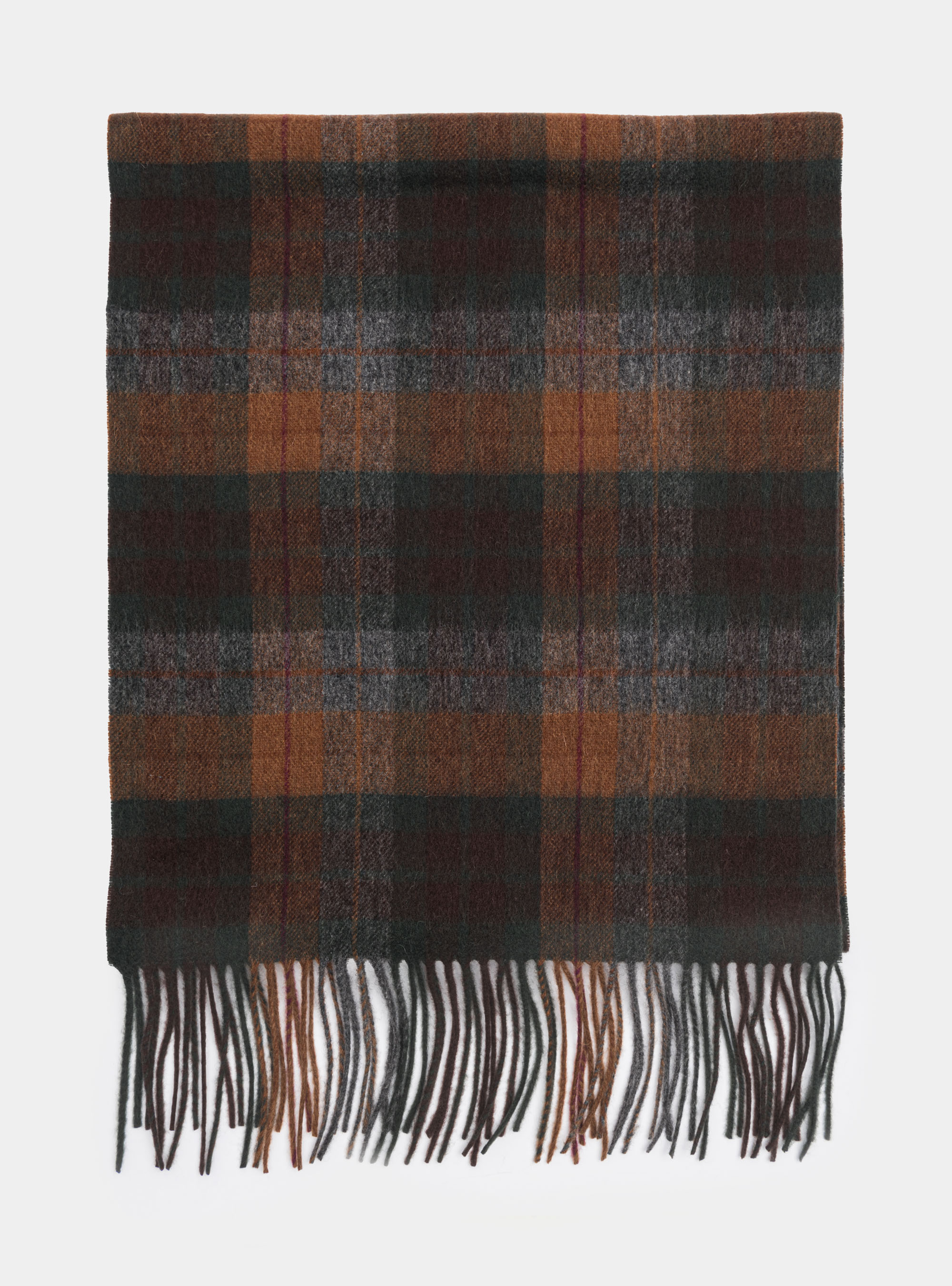 Sciarpa a quadri in lana cashmere, TABACCO