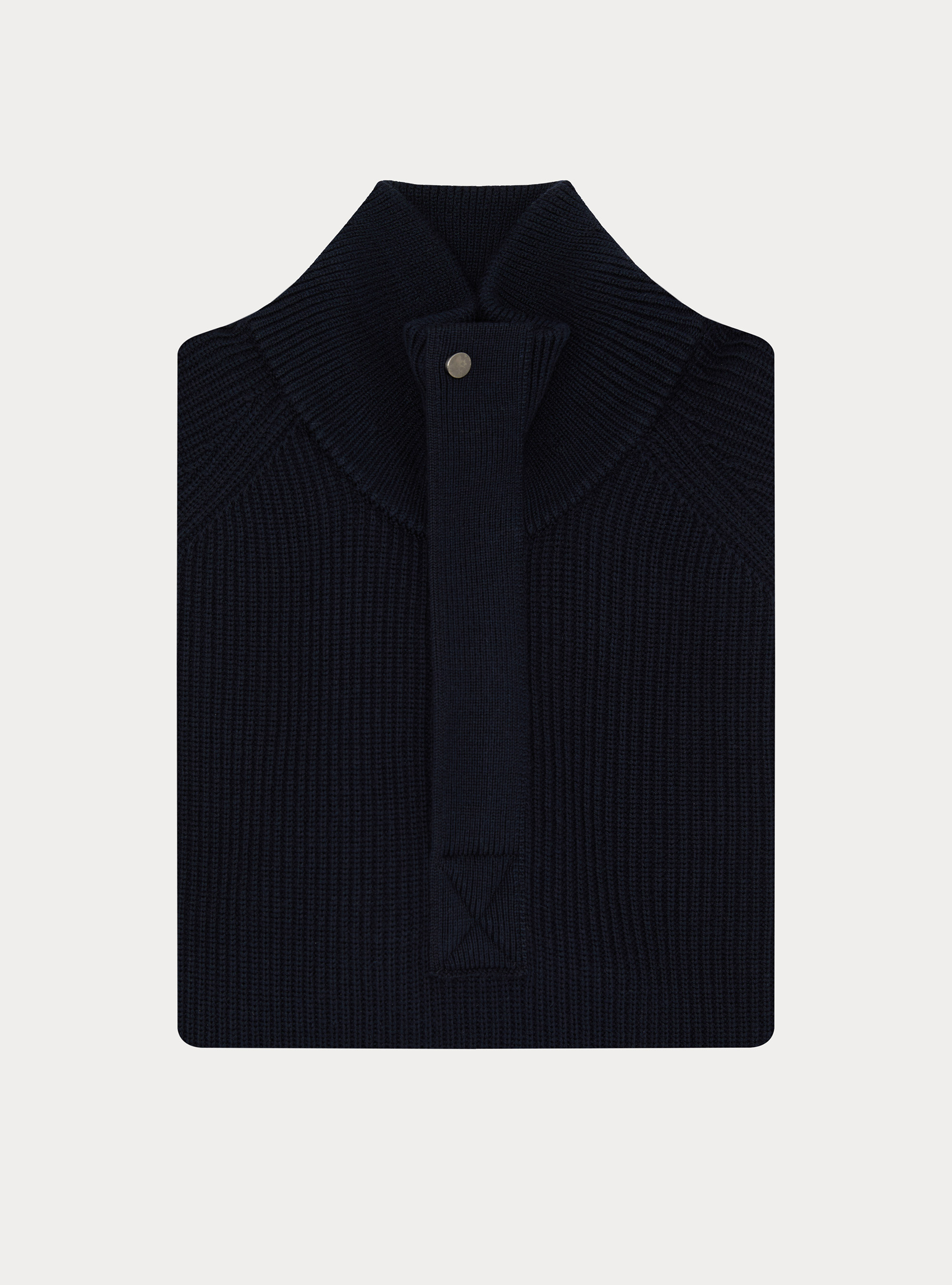 Half-zip ribbed wool and cotton sweater, NAVY BLUE
