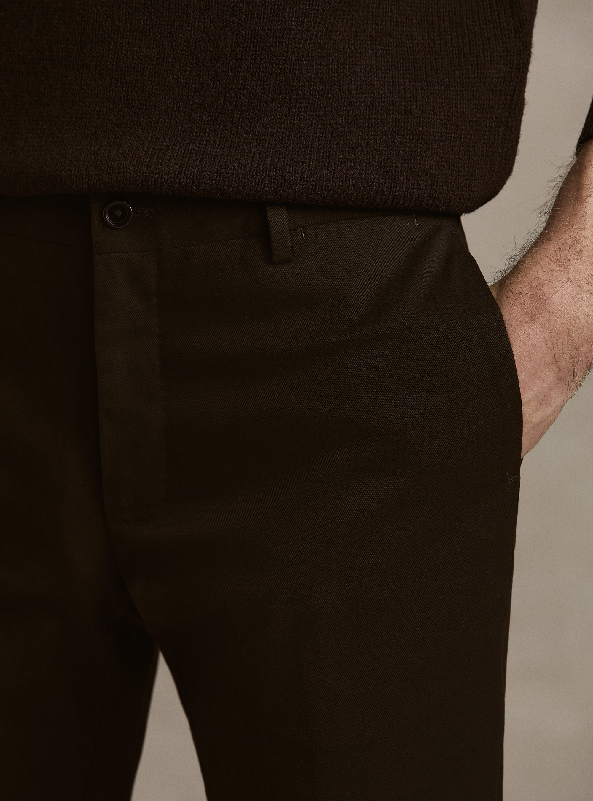 Pantalones de algod&oacute;n esmerilado, MARRON
