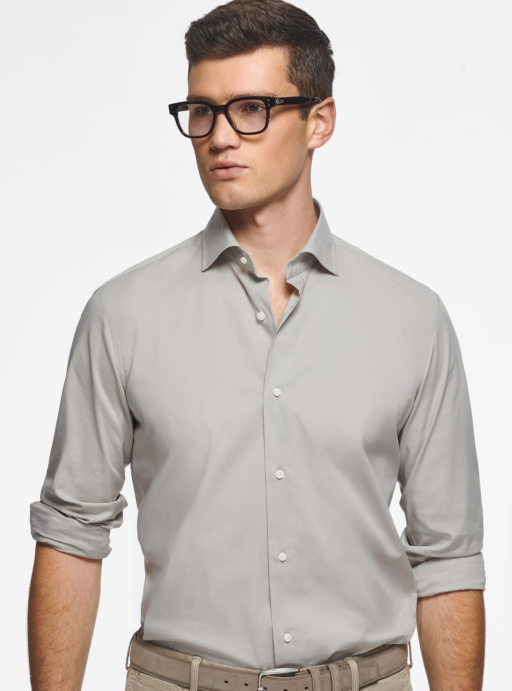 Camicia in popeline stretch, PERLA 0178C