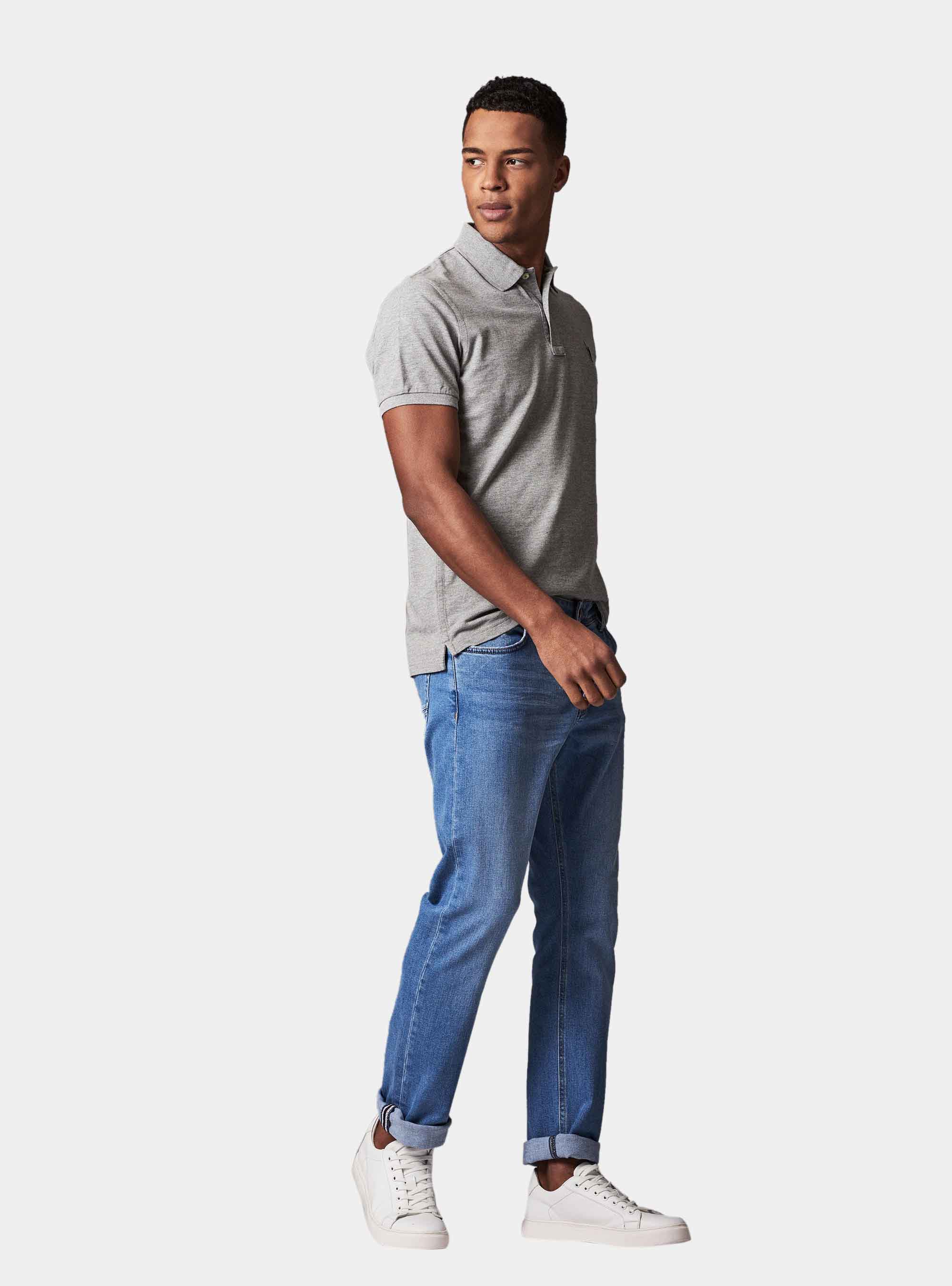 Polo basica in piquet, GRIGIO CHIARO