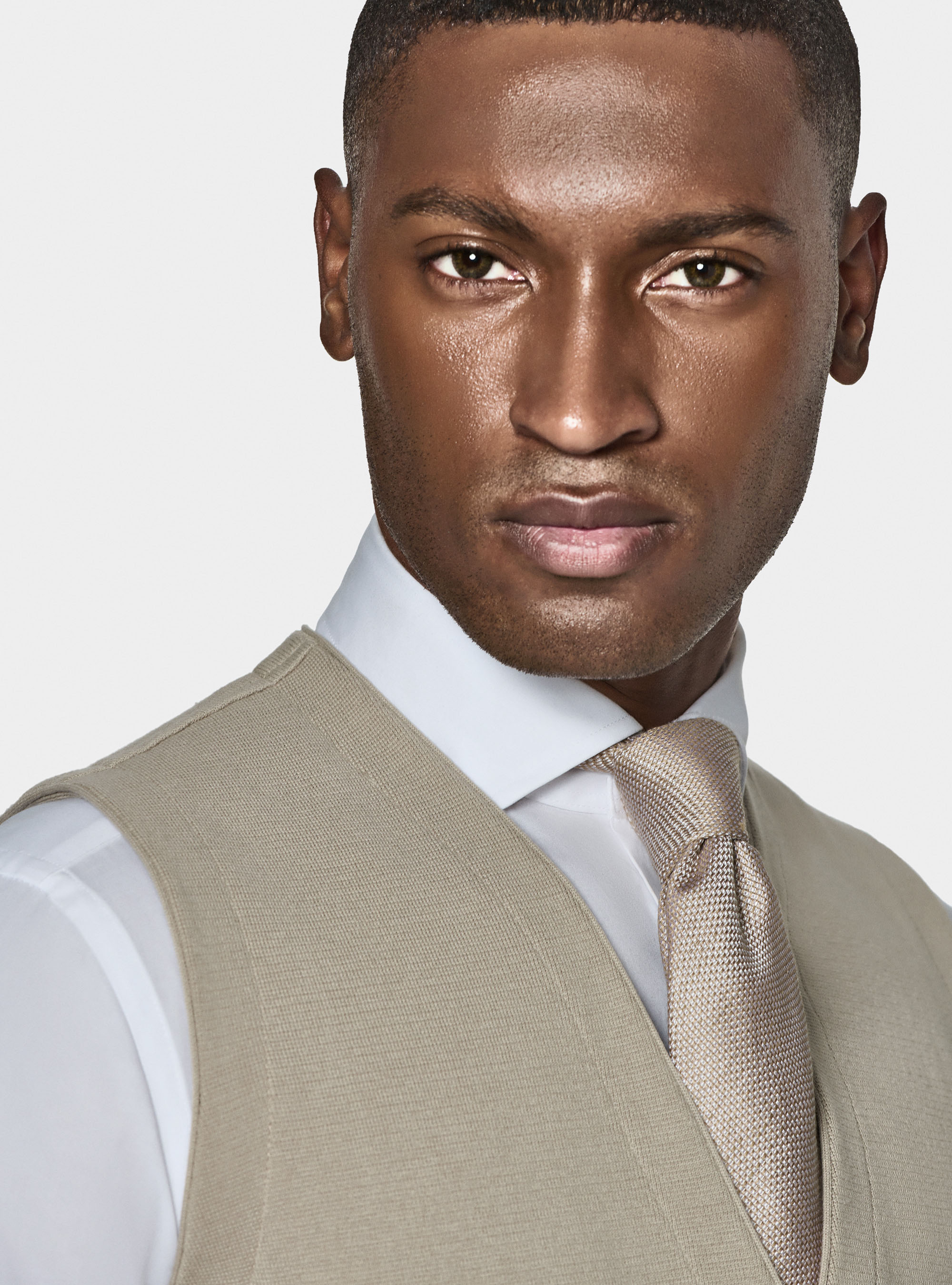 Gilet doppiopetto in maglia di cotone, SABBIA