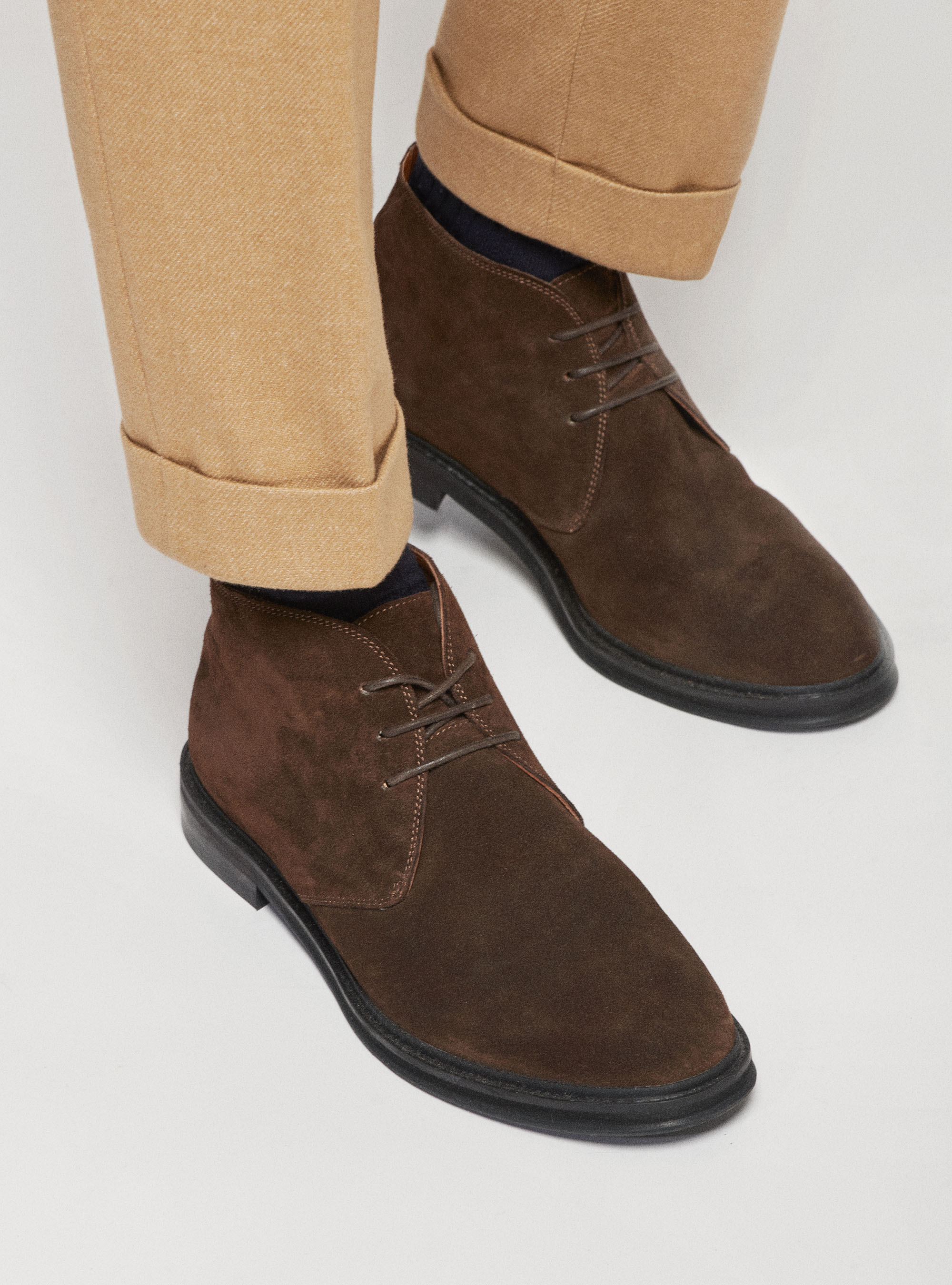 Suede leather ankle boots, BROWN