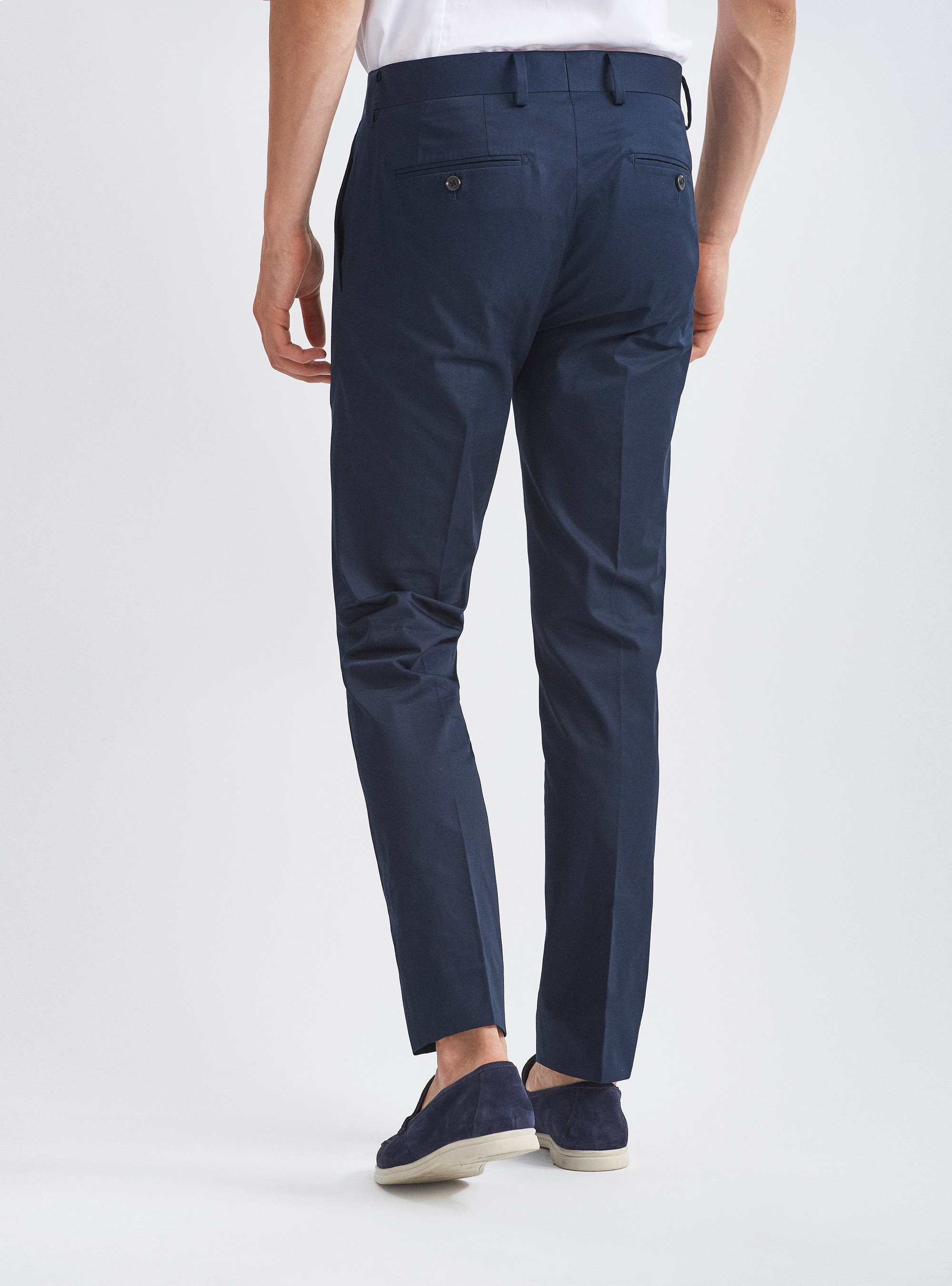 Pantaloni per abito in puro cotone, BLU NAVY