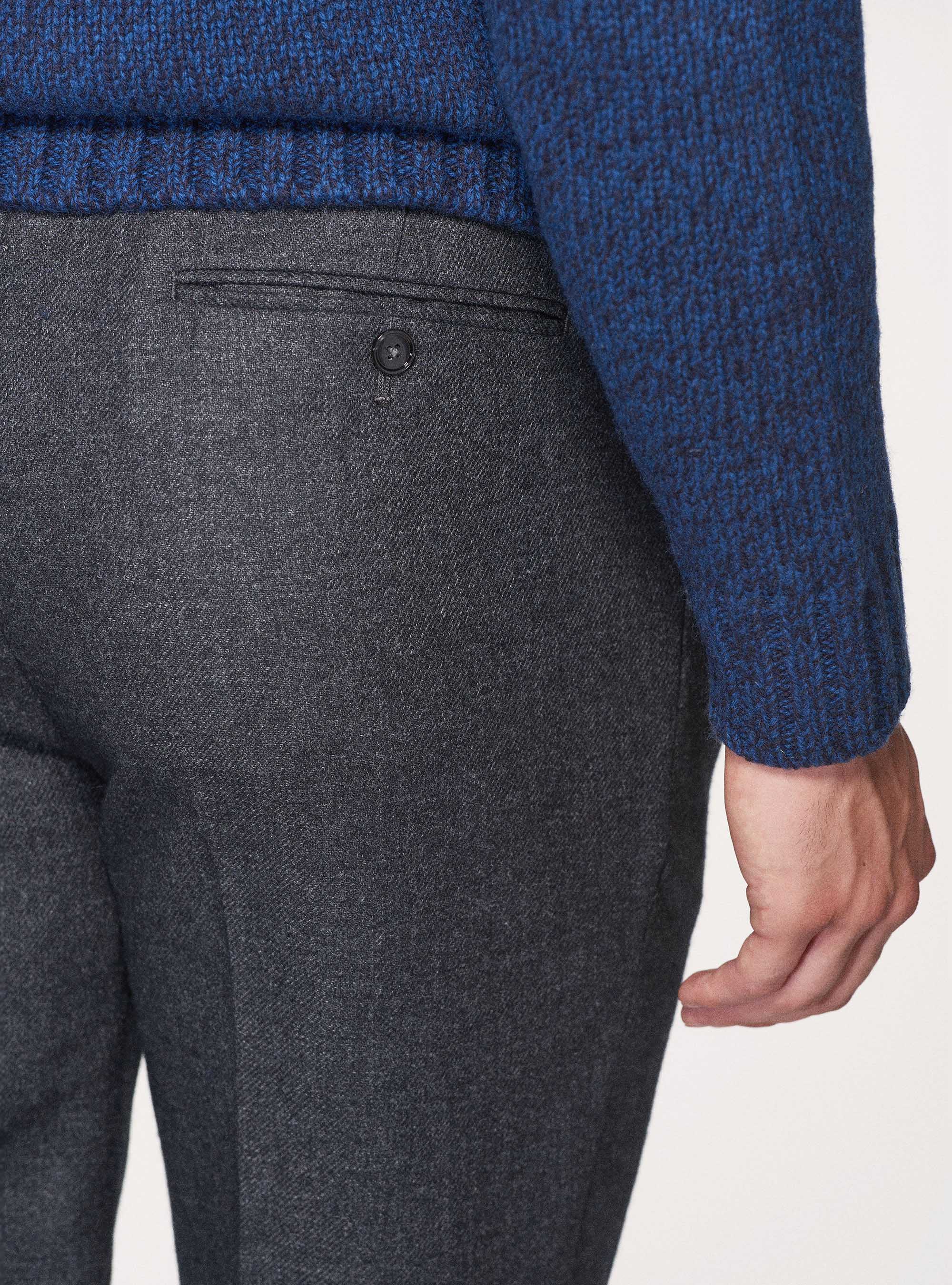 Pantaloni in flanella con doppia pince, ASFALTO