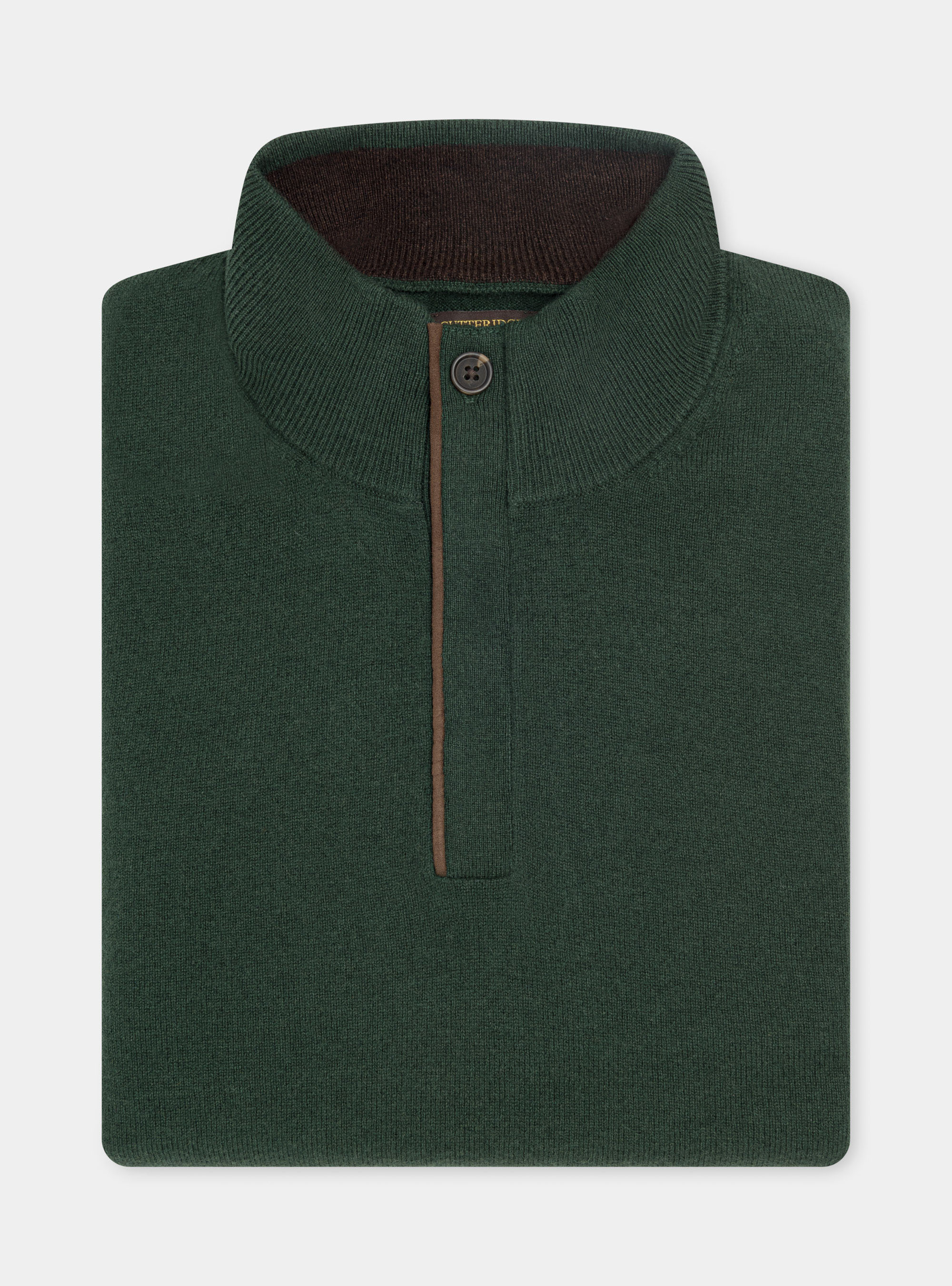 Half-zip sweater with patches in lambswool wool and cashmere, GREEN