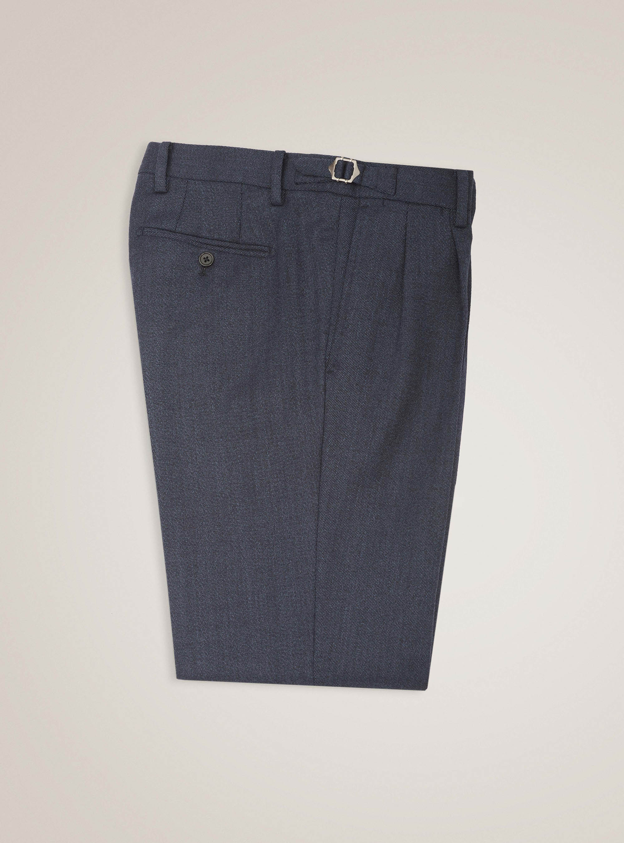 Pantaloni in twill di lana con doppia pinces, INCHIOSTRO