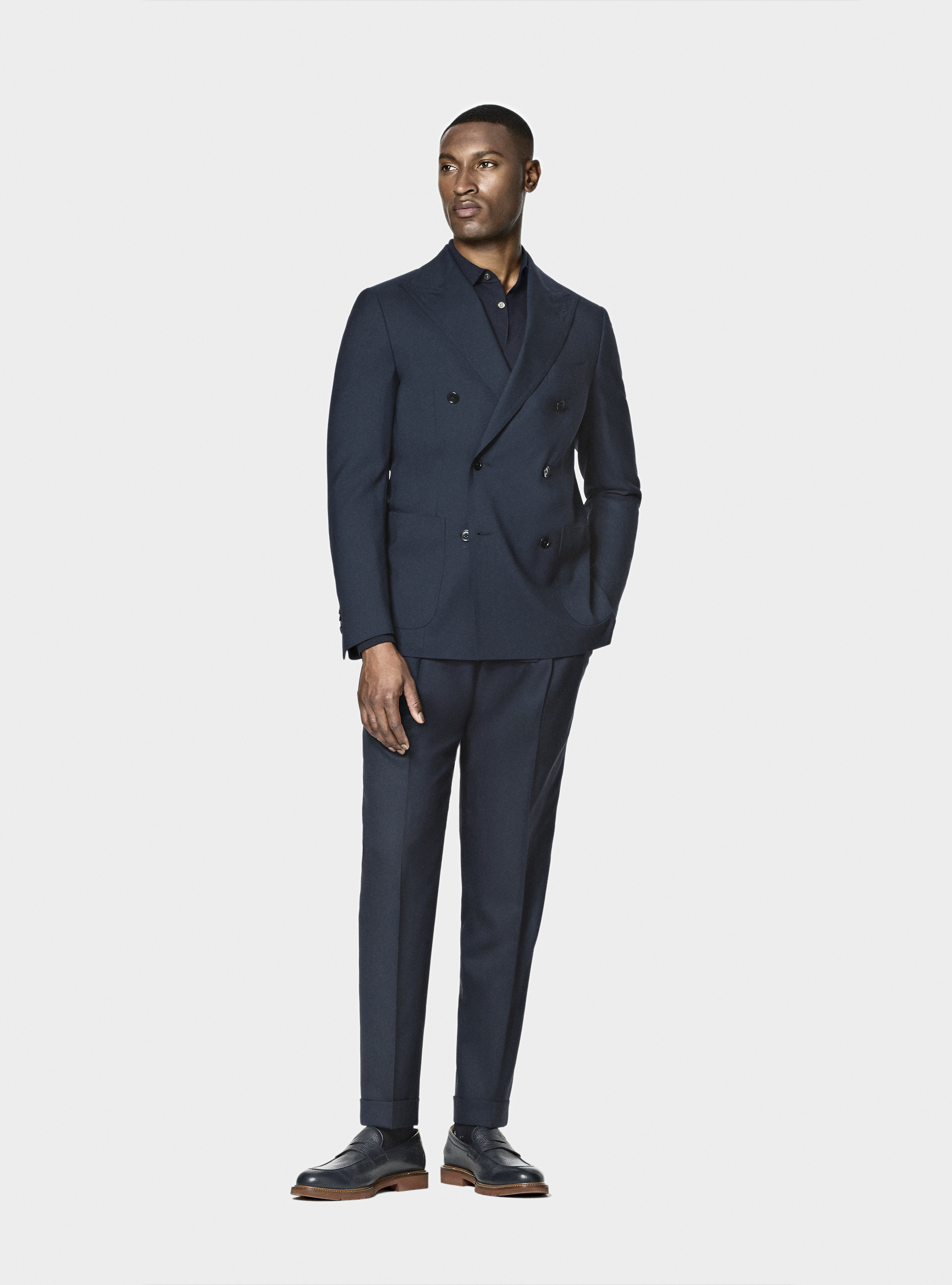 Giacca doppiopetto in pura lana Vitale Barberis Canonico, NAVY