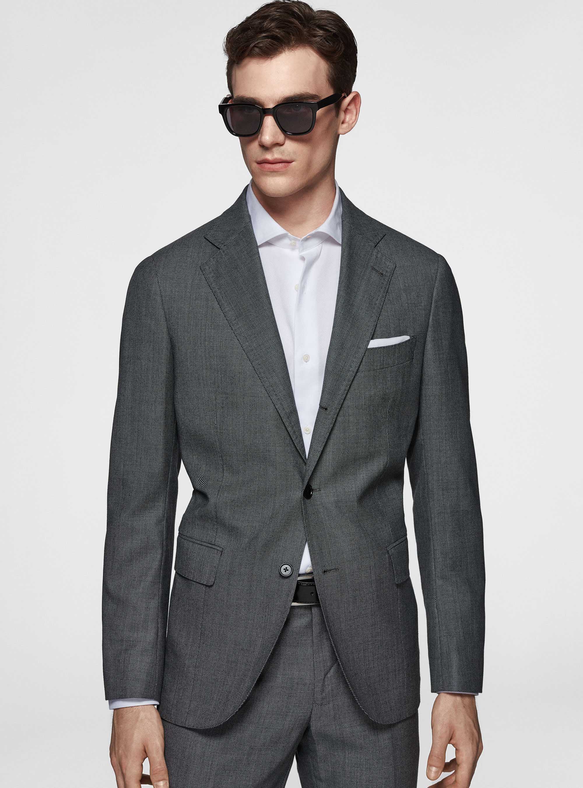 Giacca in pura lana occhio di pernice, GRIGIO CHIARO