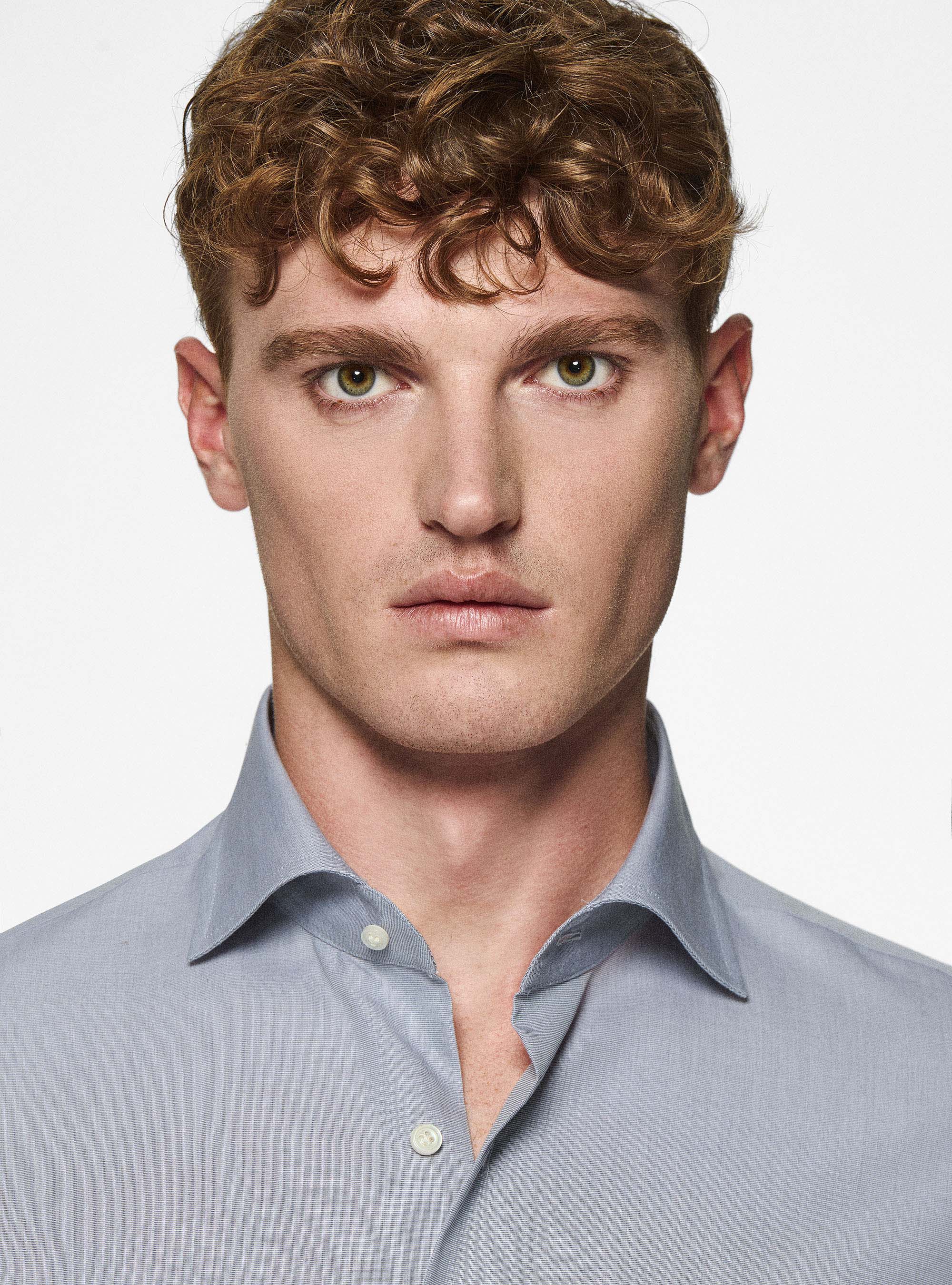 Chemise en coton fil à fil, GRIGIO MELANGE 0151C