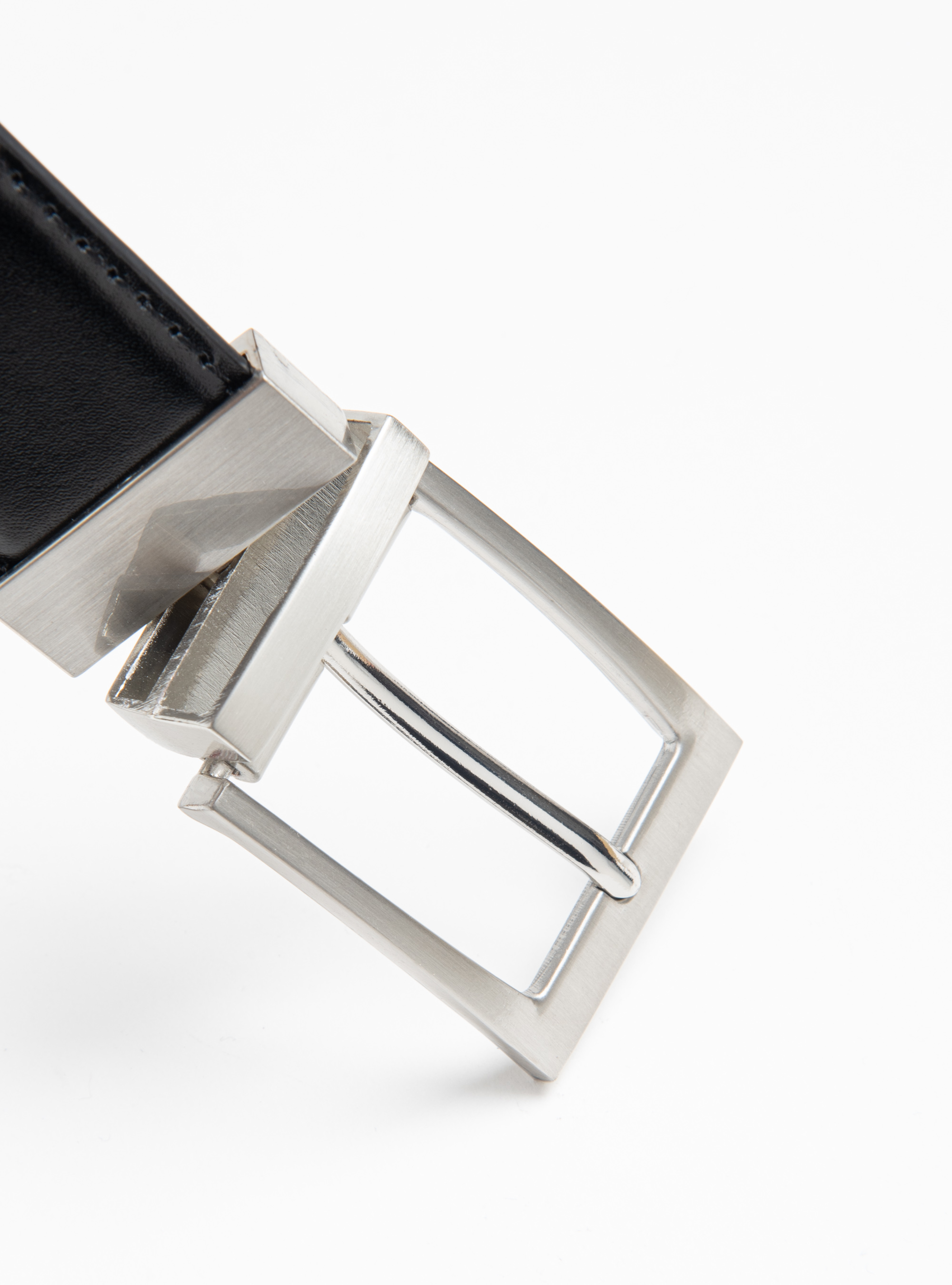 Cintura double face in pelle nera, NERO