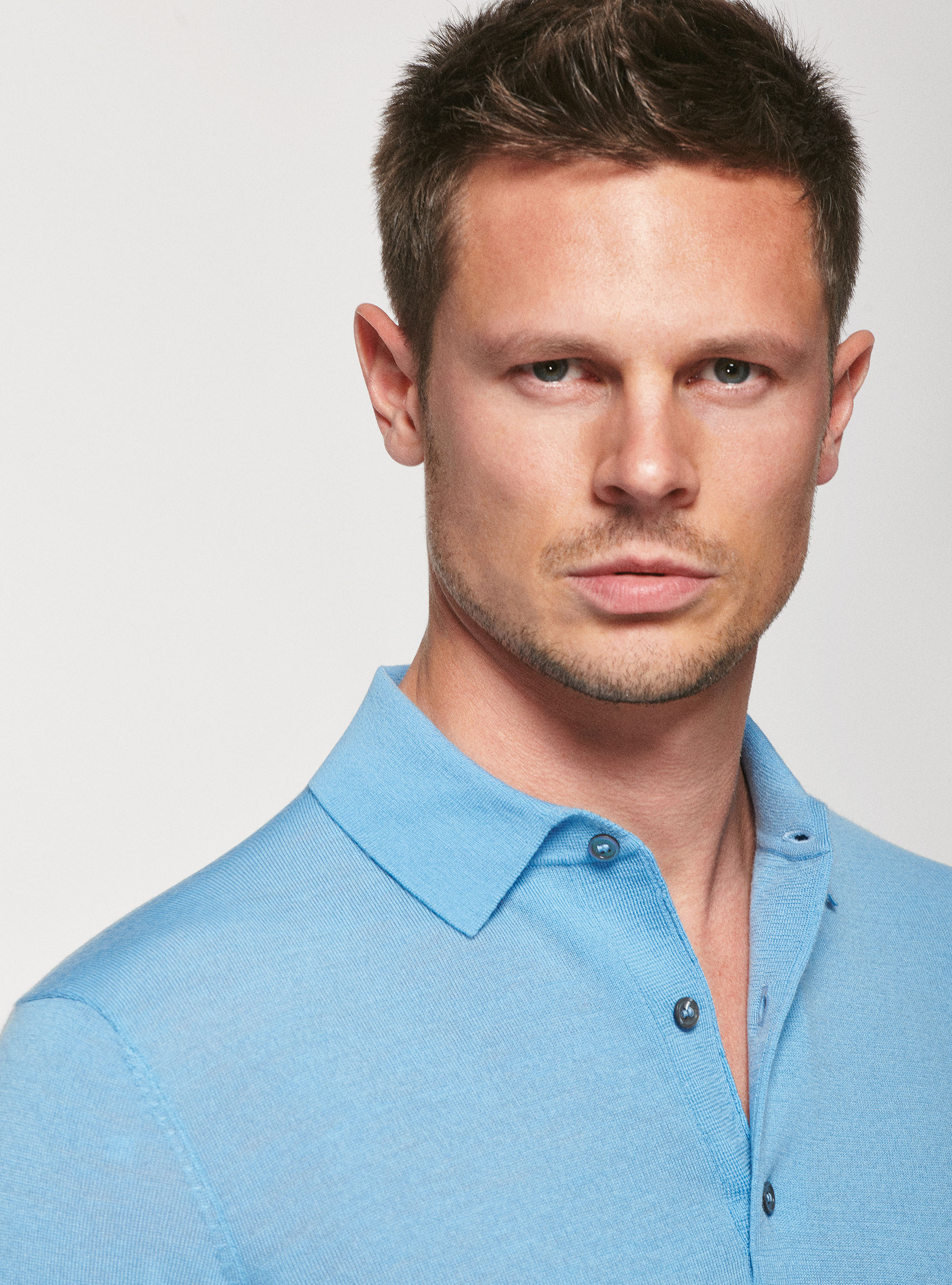 Polo de pura lana merina, CELESTE