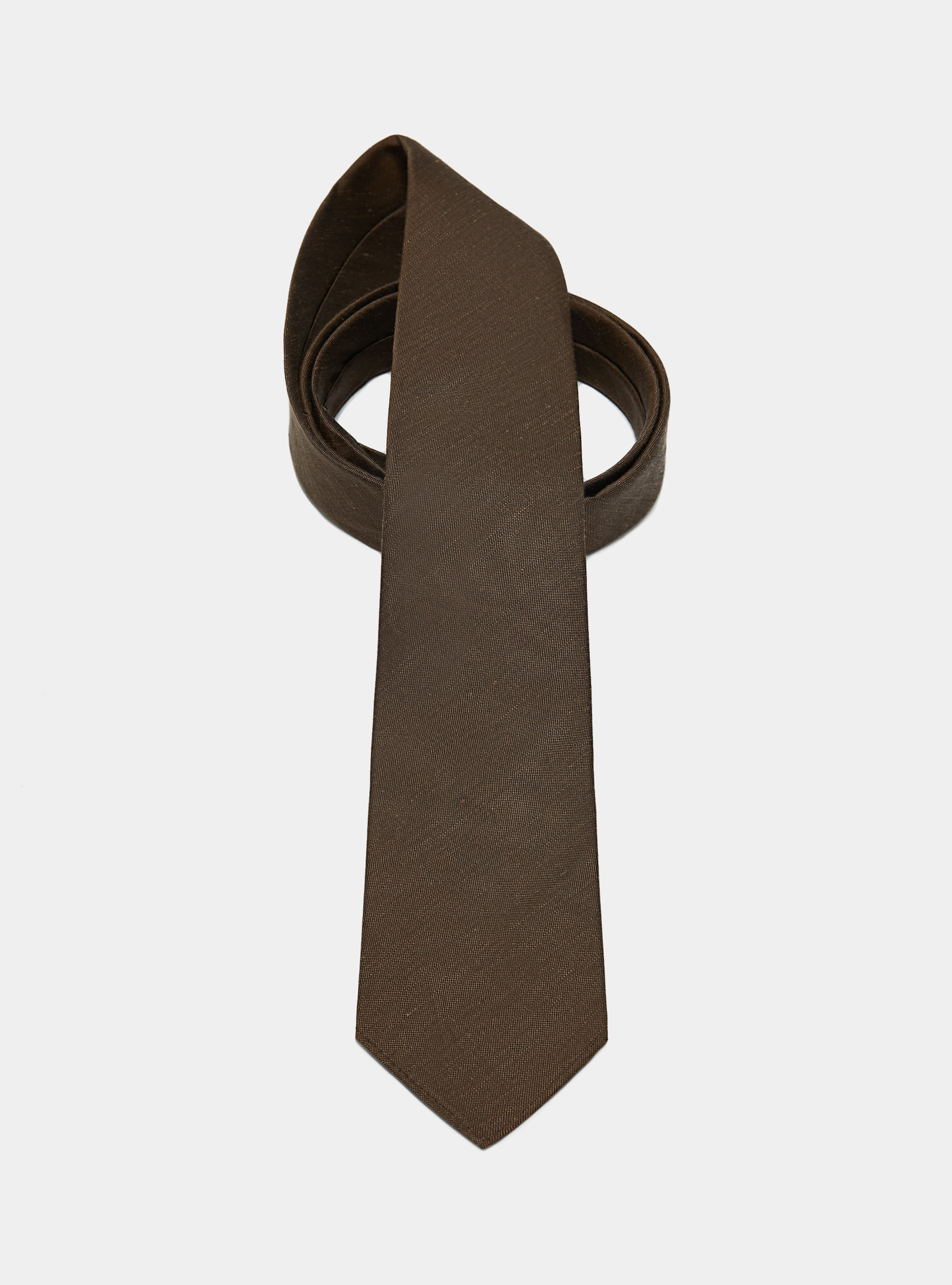 Cravate en soie et lin, MARRON