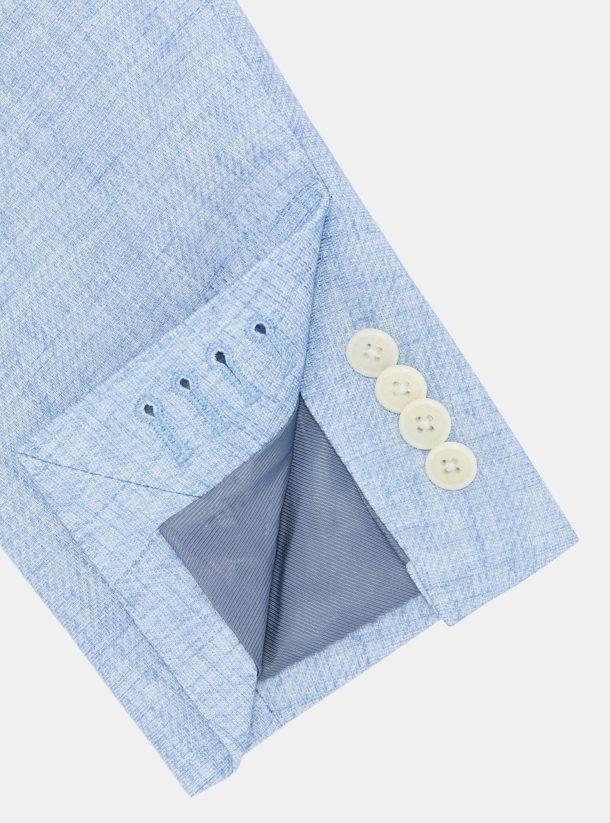 Giacca in cotone e lino fiammato, AZZURRO