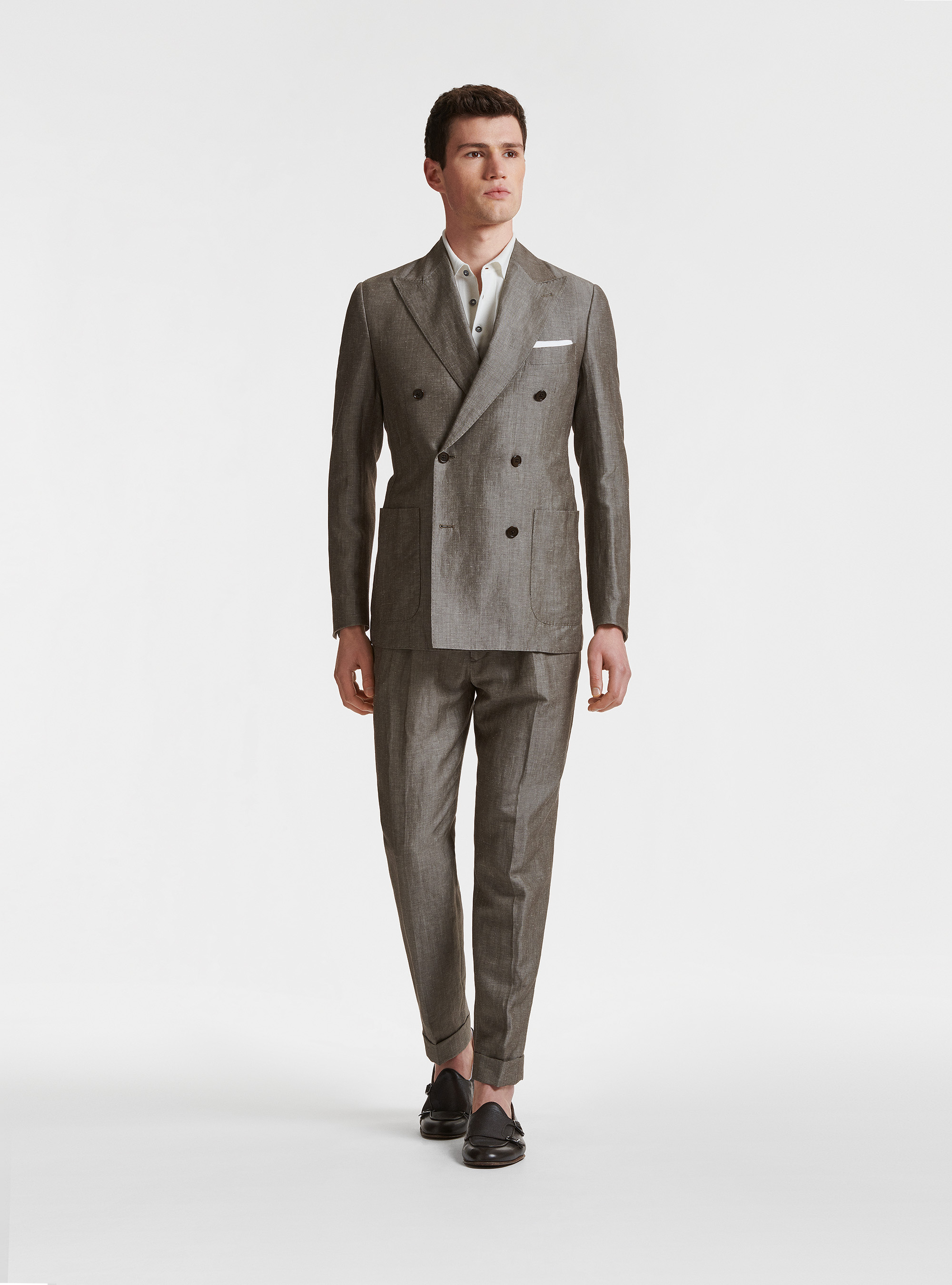 Zignone linen and wool double-breasted suit blazer