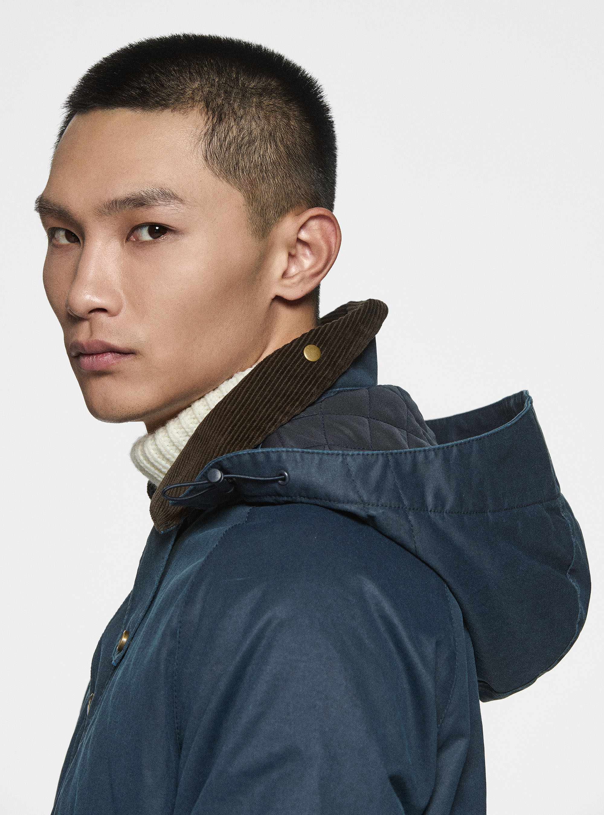 Giacca cerata in misto cotone, BLU NAVY