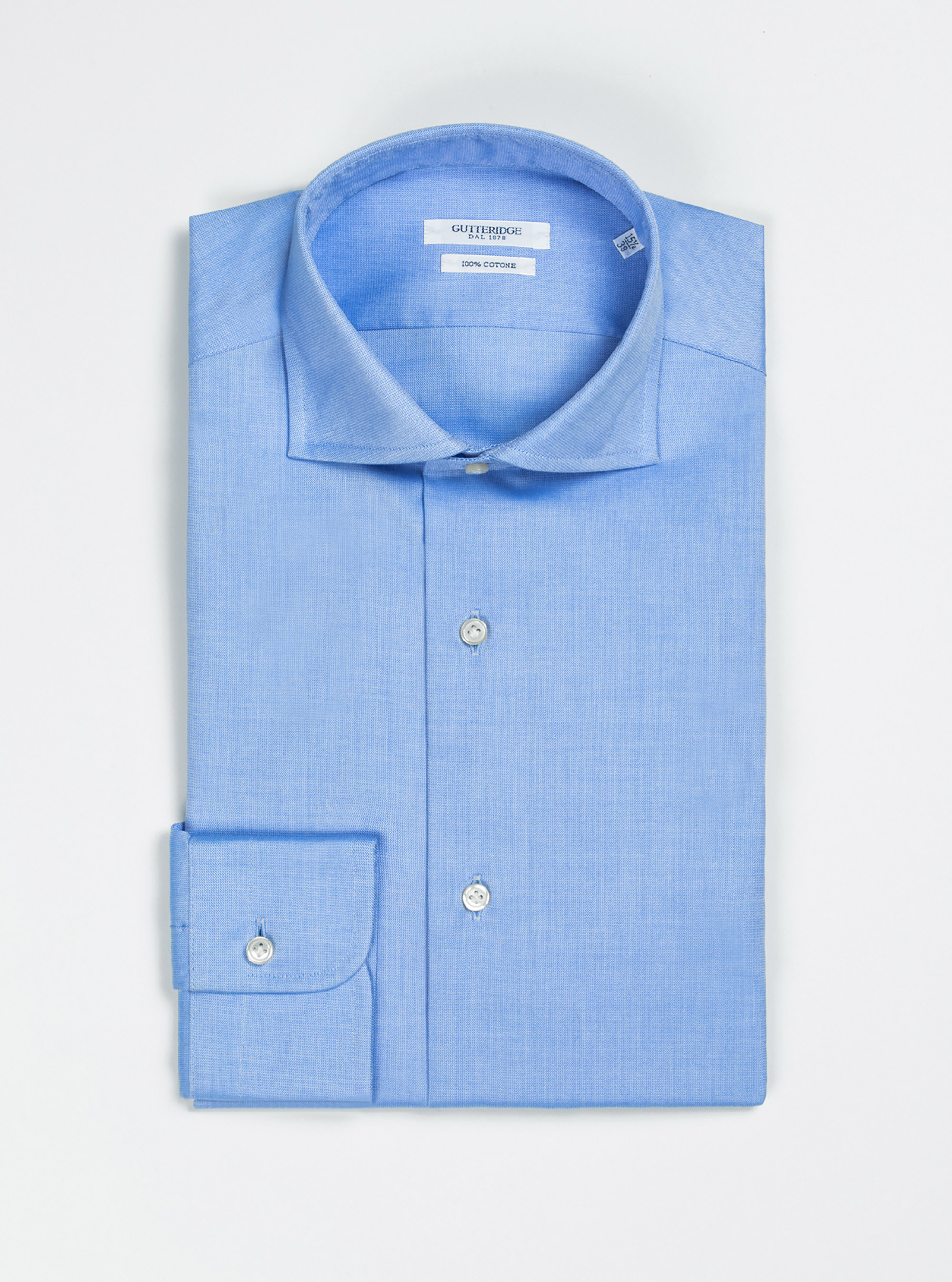 Knitted cotton French collar shirt, LIGHT BLUE