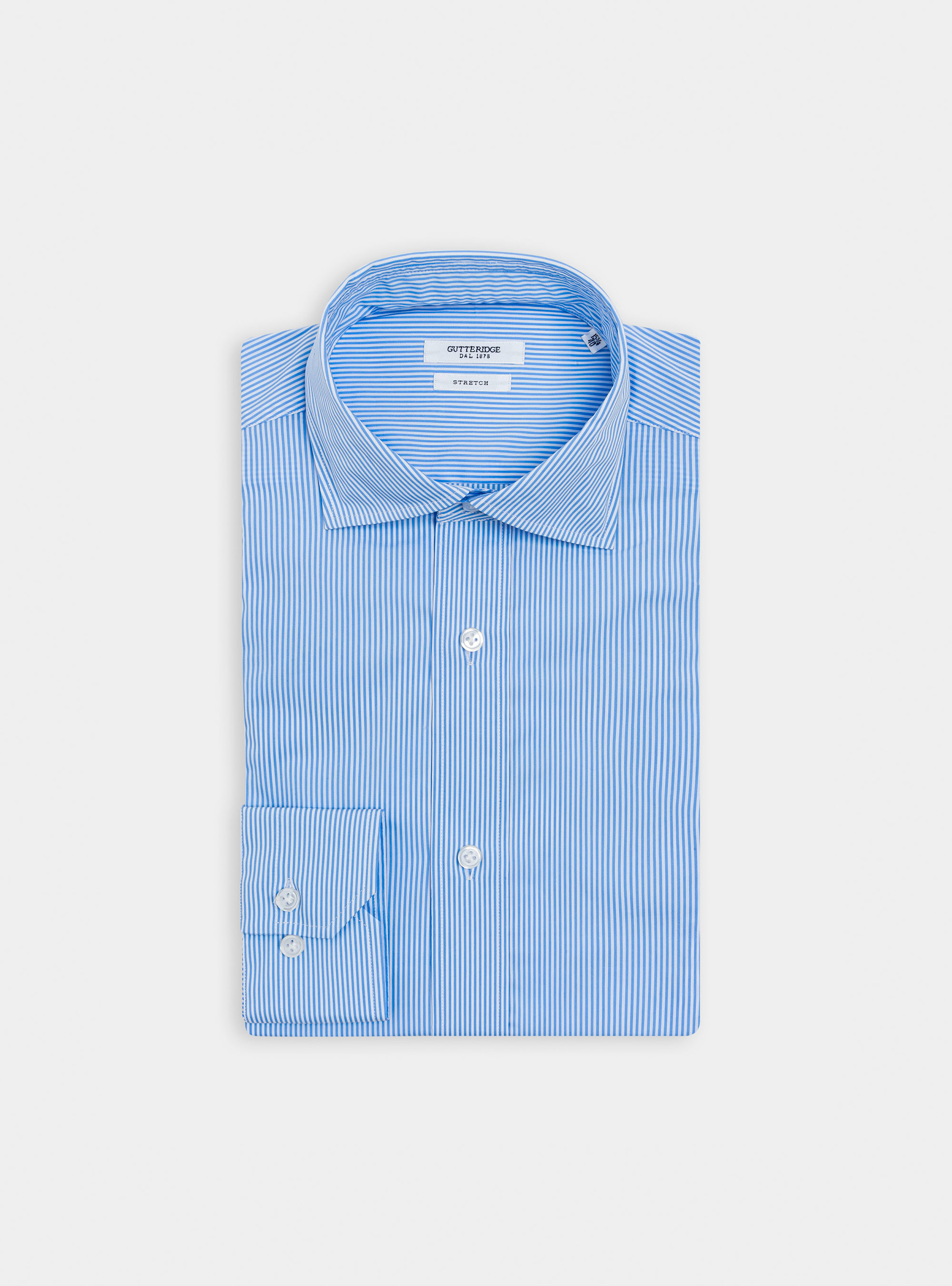 Striped stretch cotton poplin shirt, LIGHT BLUE