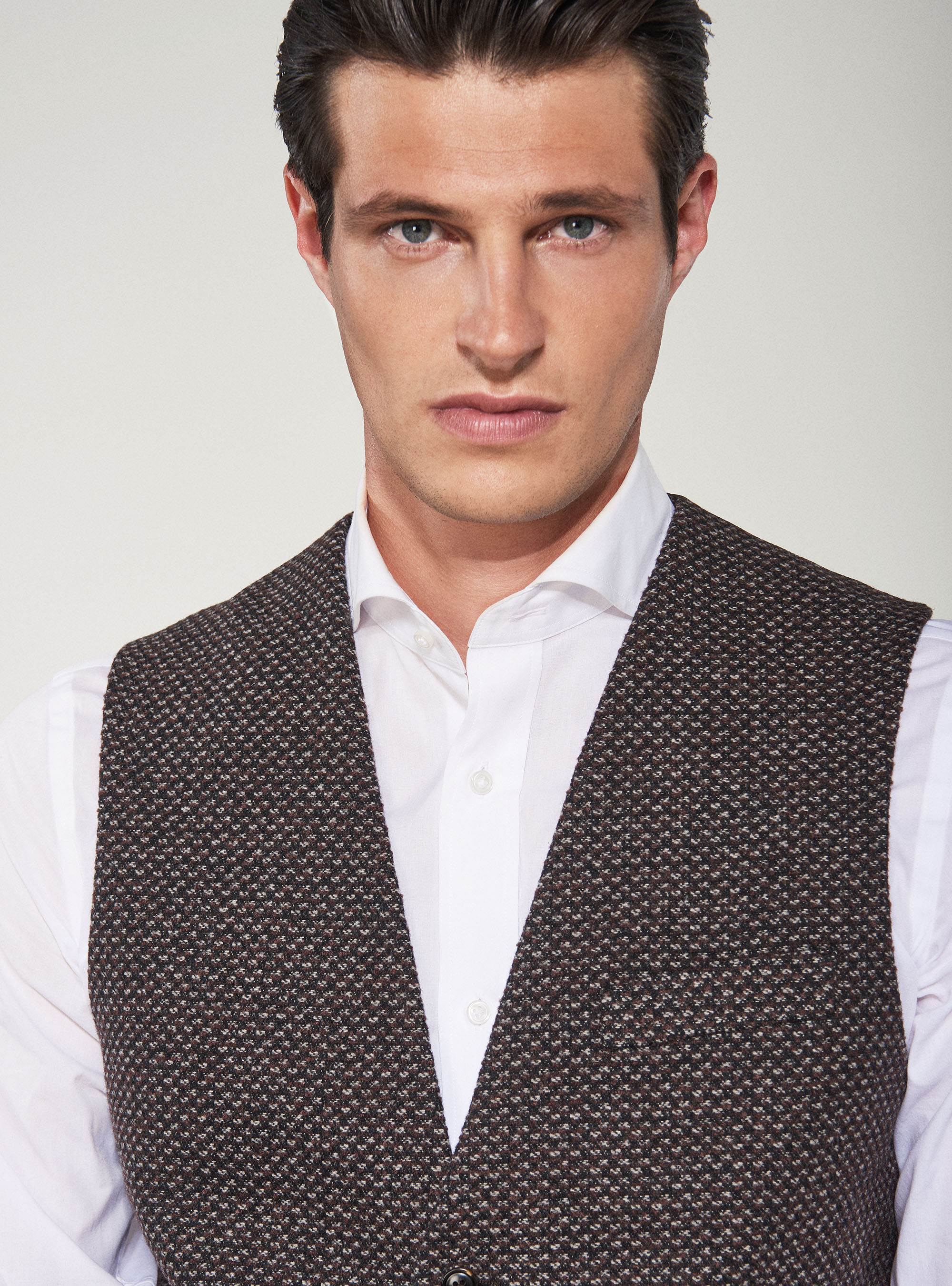 Patterned wool waistcoat, MULTICOLOR