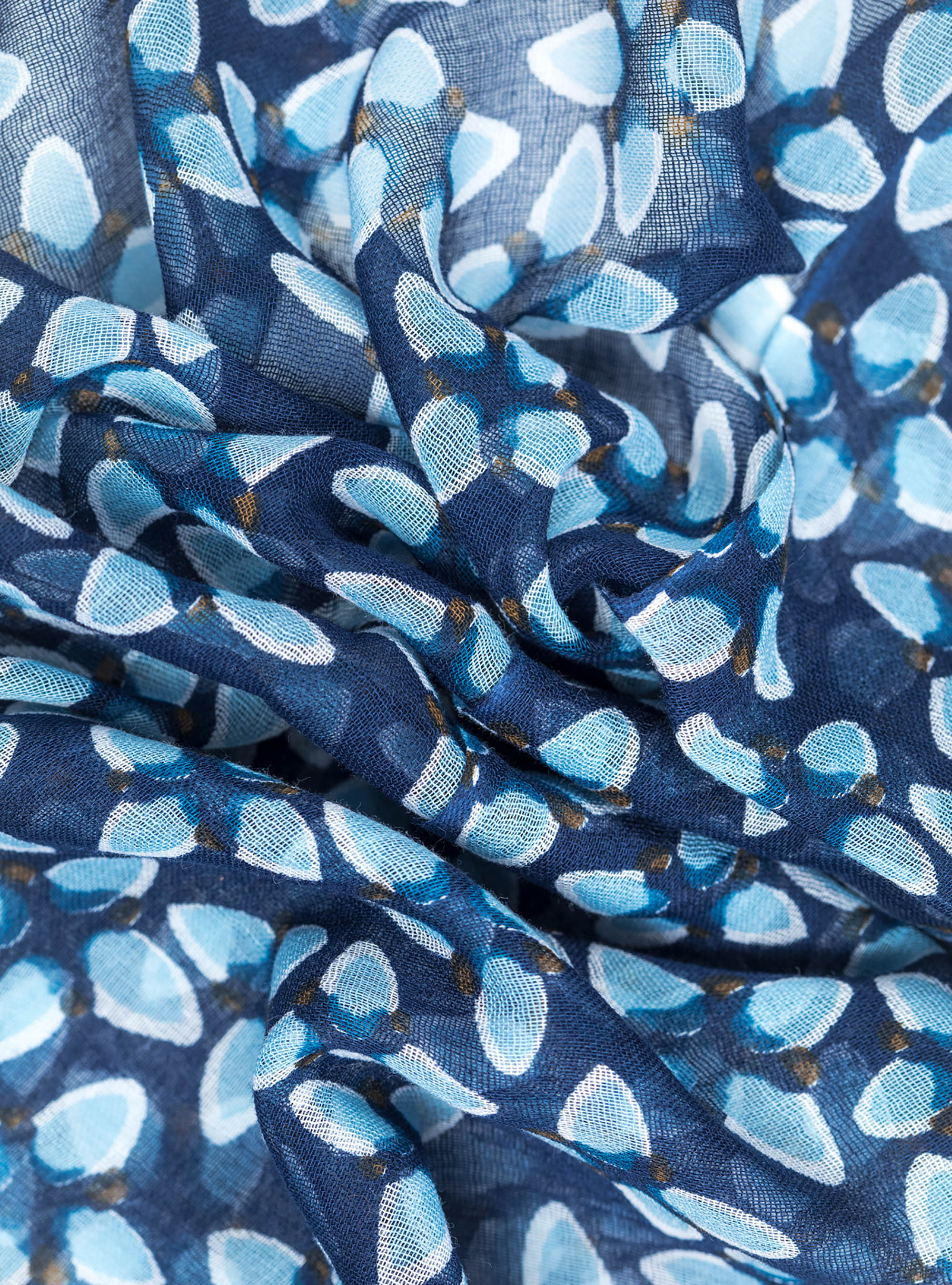 Sciarpa cotone fantasia fiori, BLU