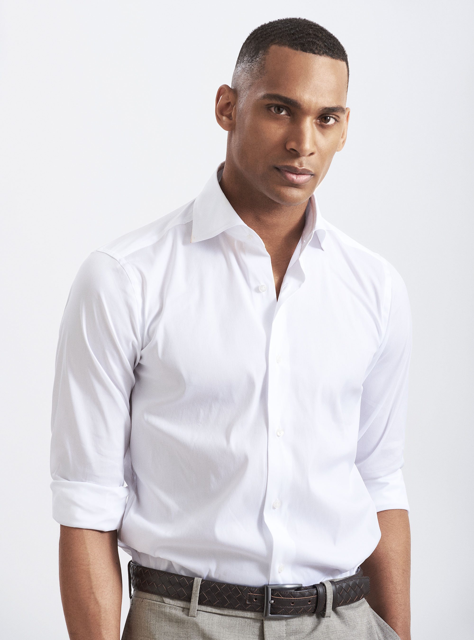 Italian Collar Shirt In Stretch Poplin