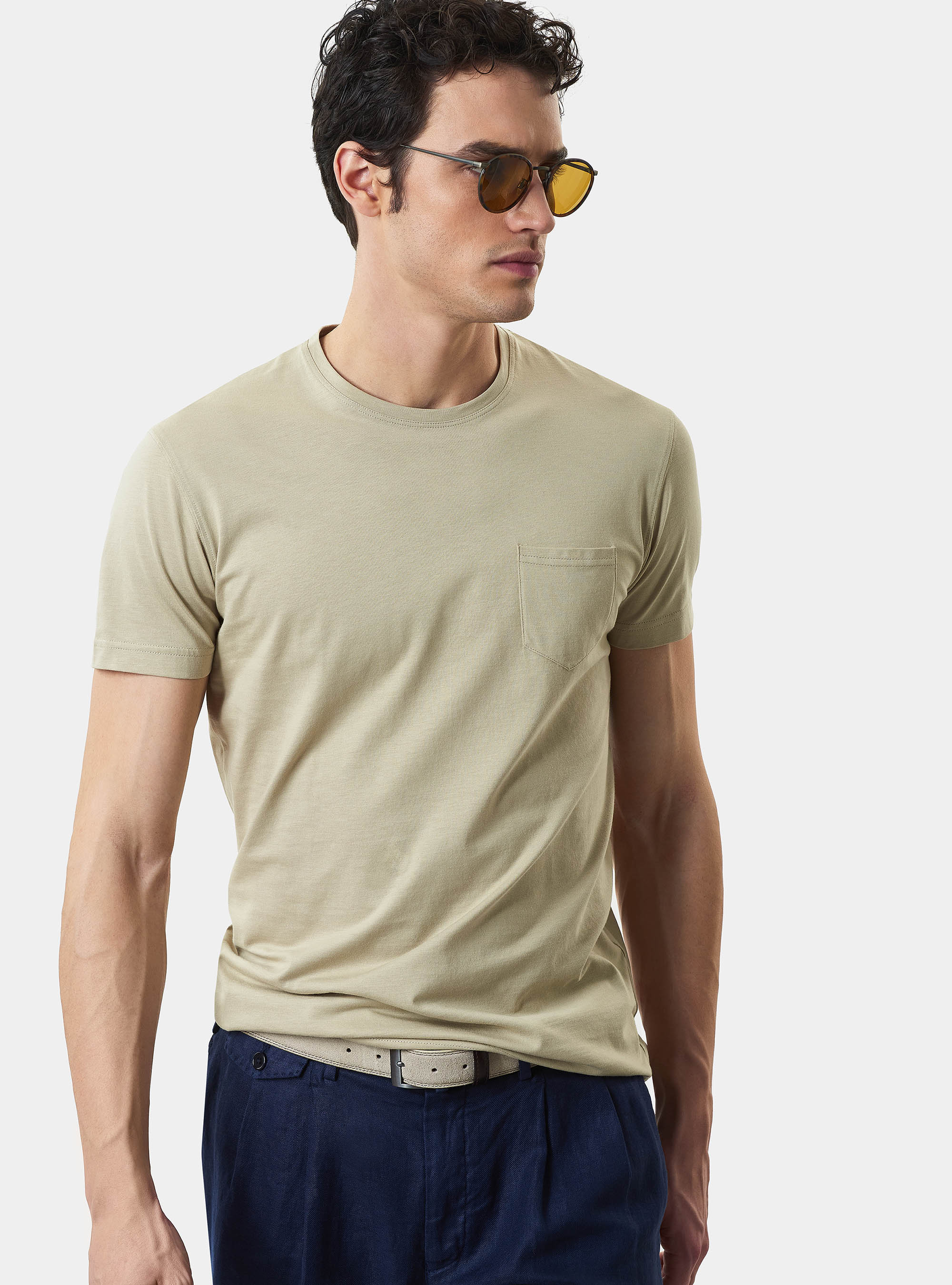 Maglietta con taschino in jersey di Cotone Supima, ECRU