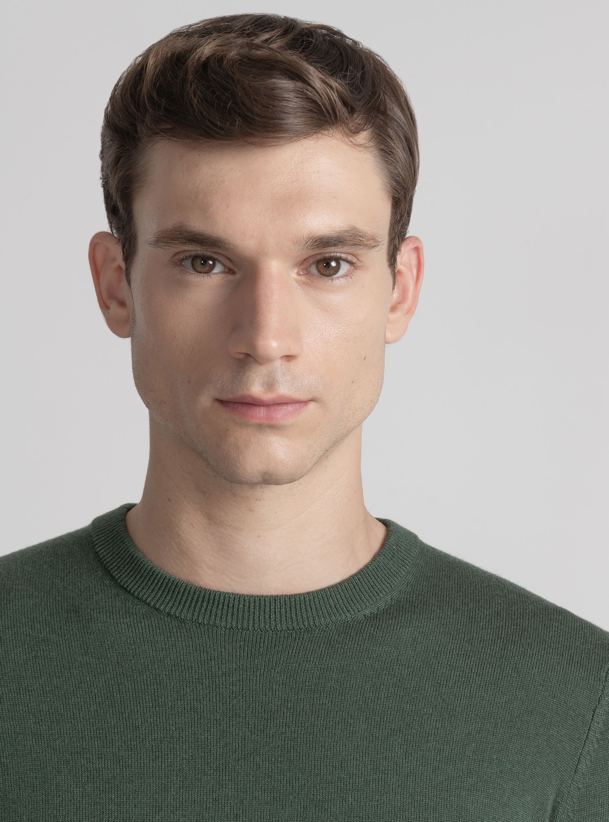 Maglia girocollo in misto lana, MILITARE 0609C