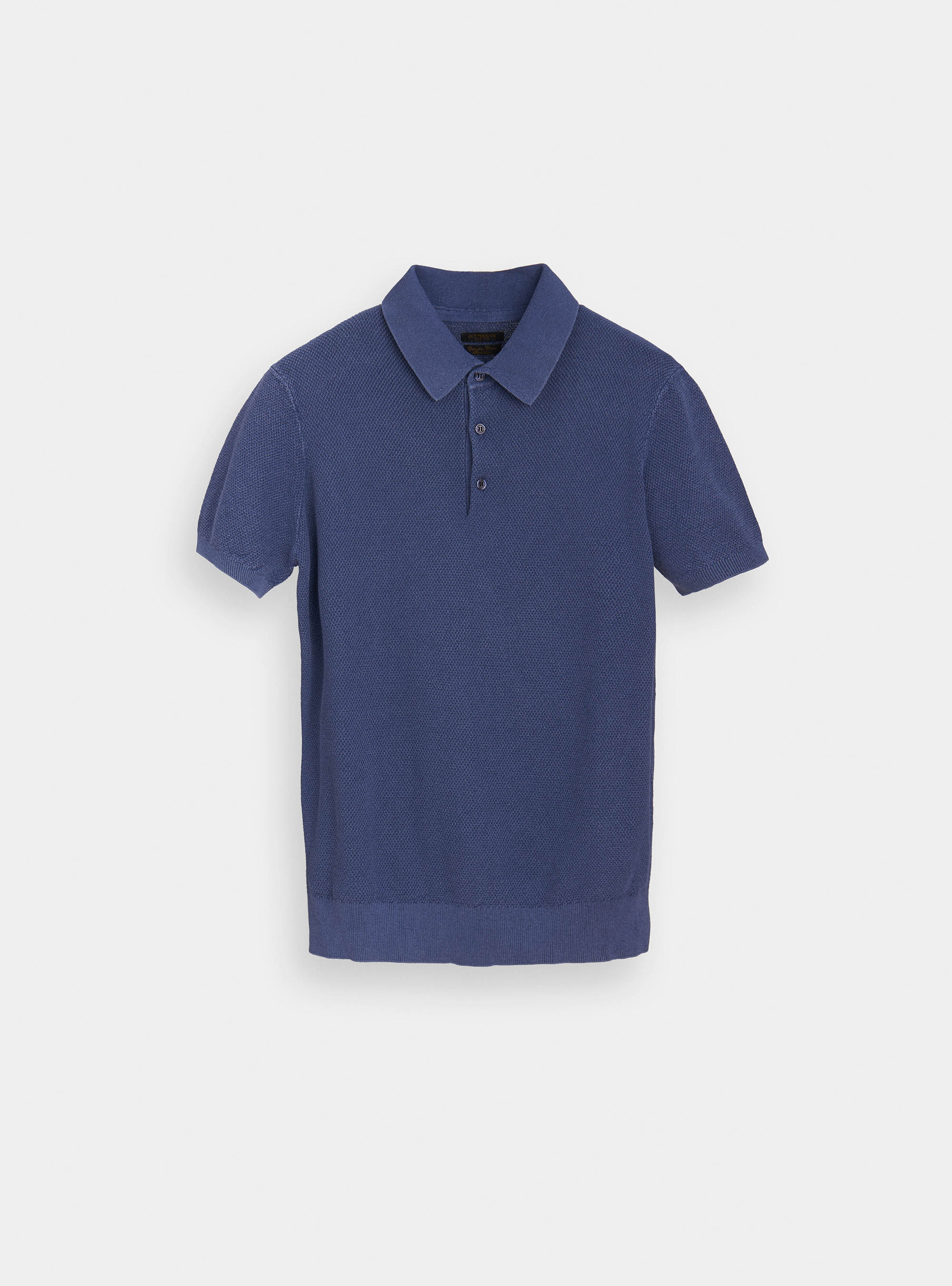 Maglia a polo a maniche corte in cotone, BLU