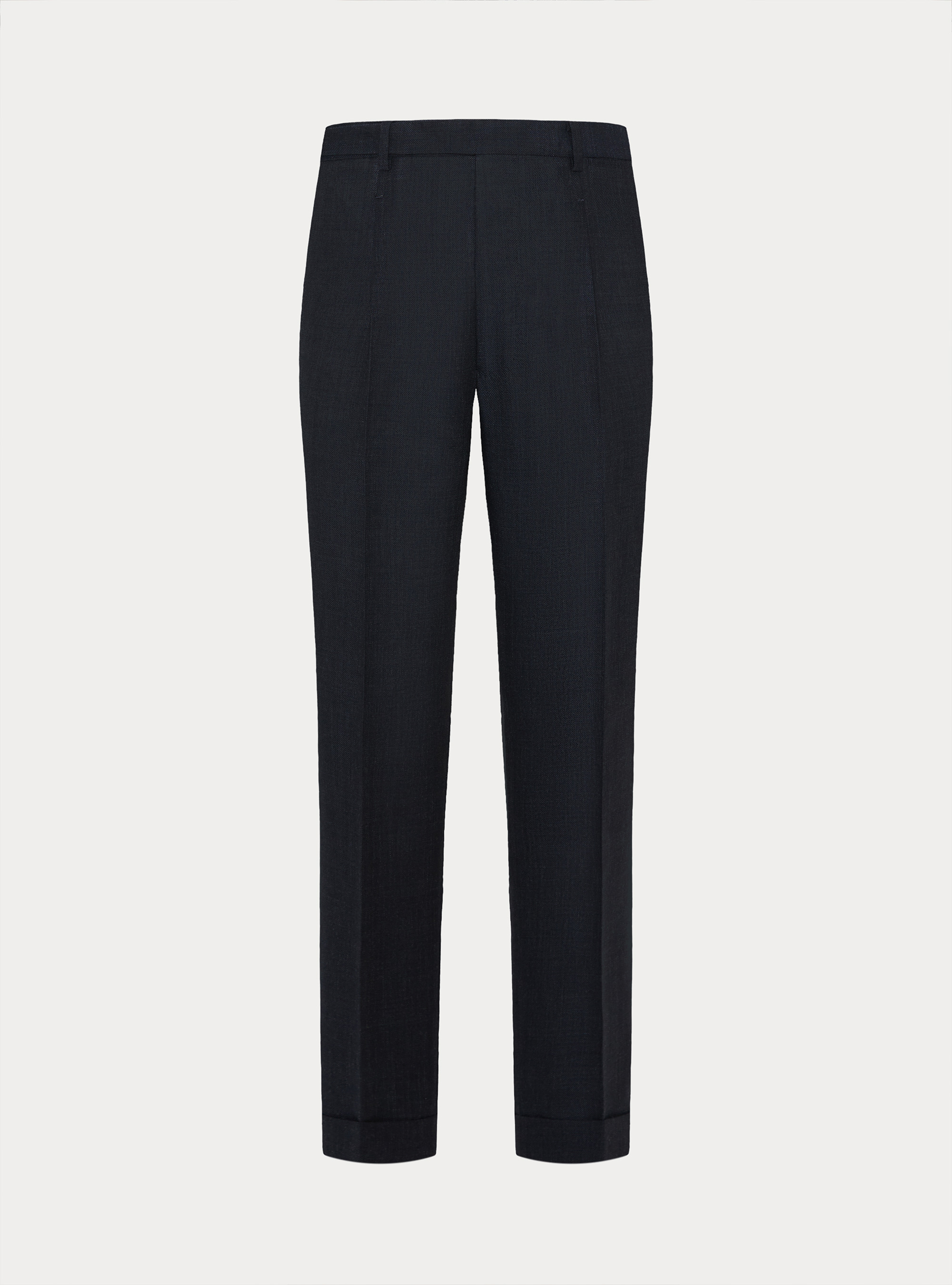 Pantaloni con pince in lana, NAVY BLUE