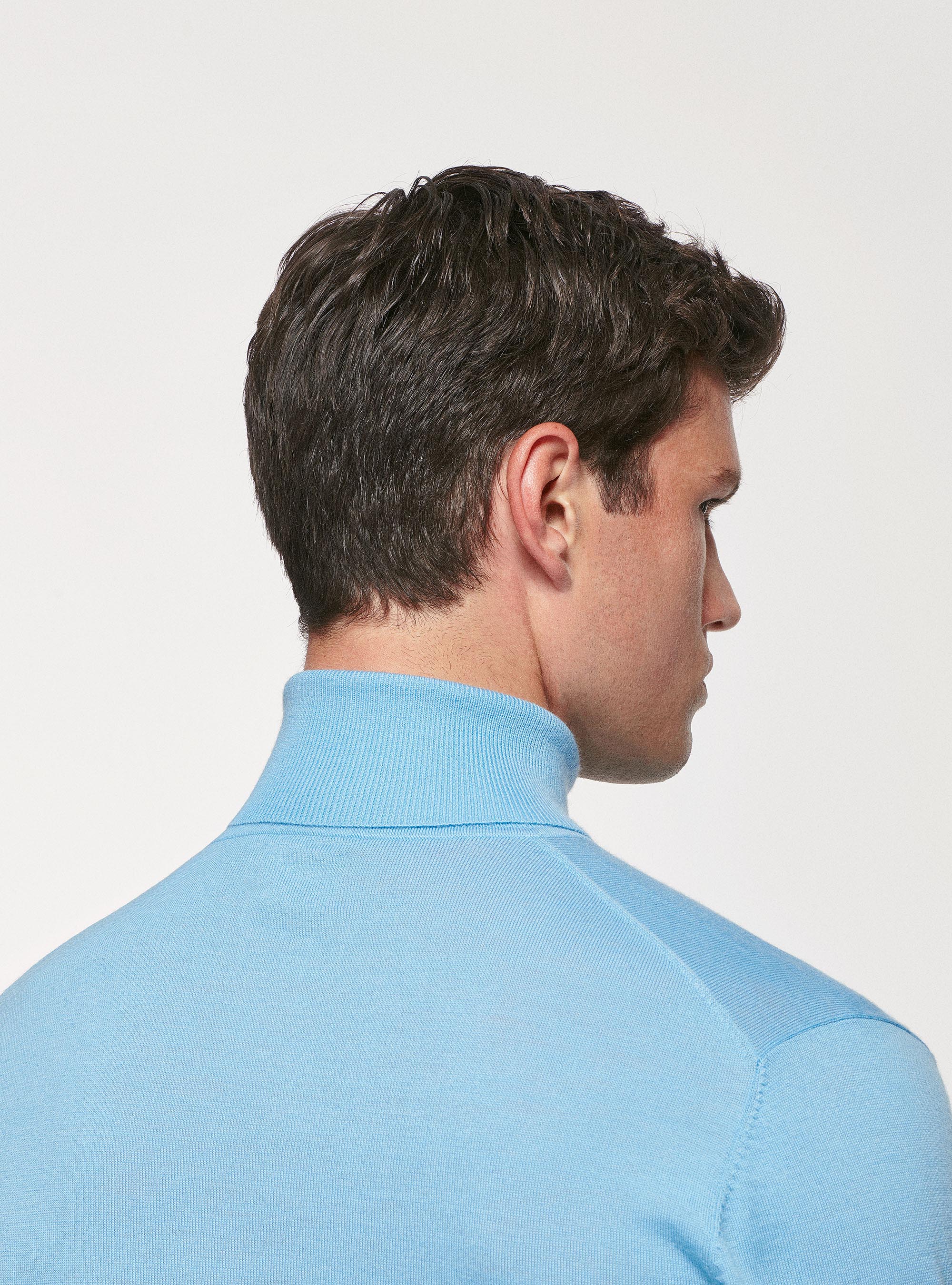 Dolcevita in pura lana merino, AZZURRO
