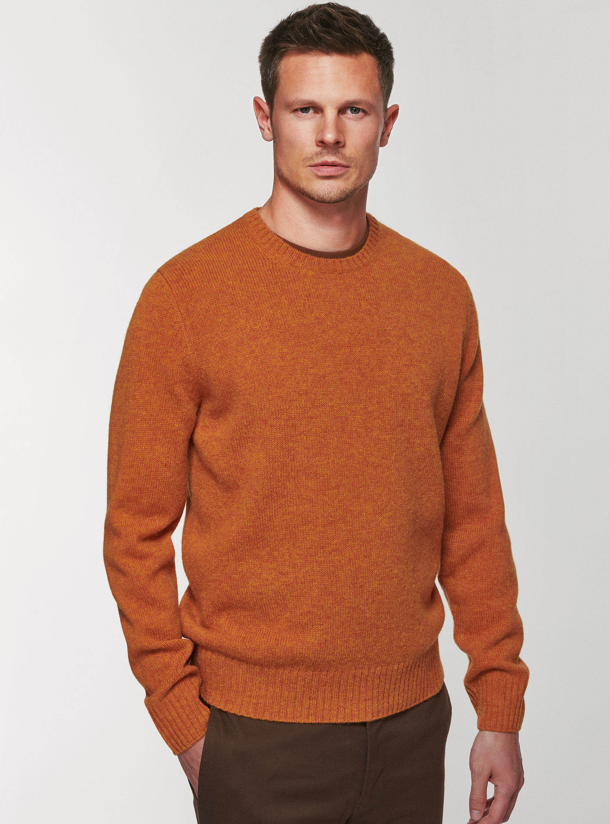 Maglia in pura lana Shetland, ARANCIONE