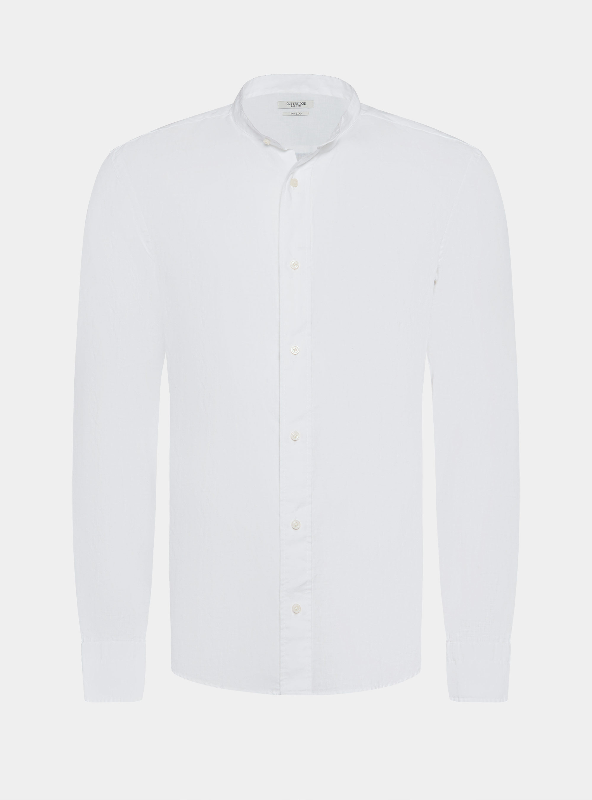 Camisa coreana blanca de lino puro, BLANCO