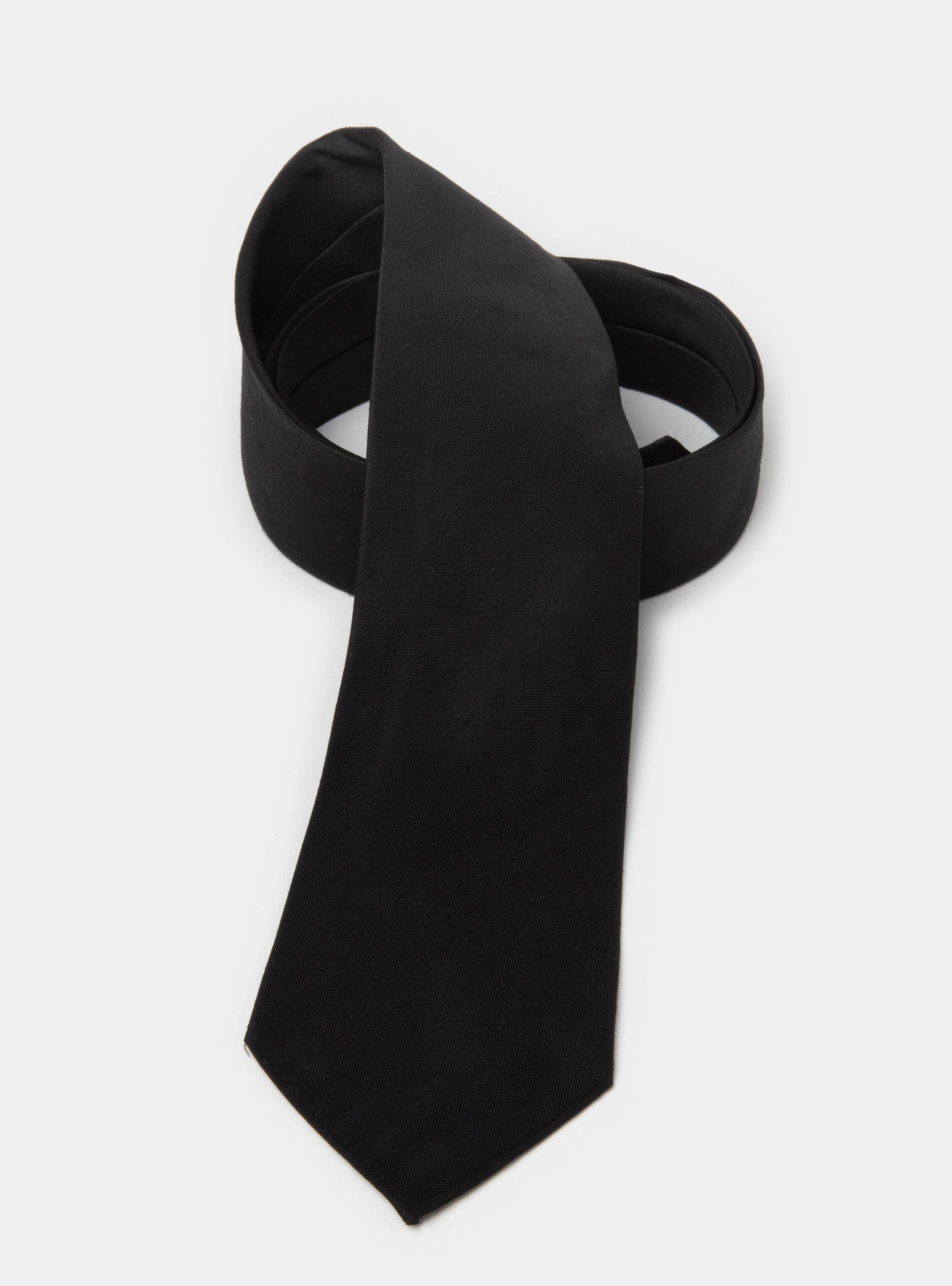 Cravate en soie et lin, NOIR