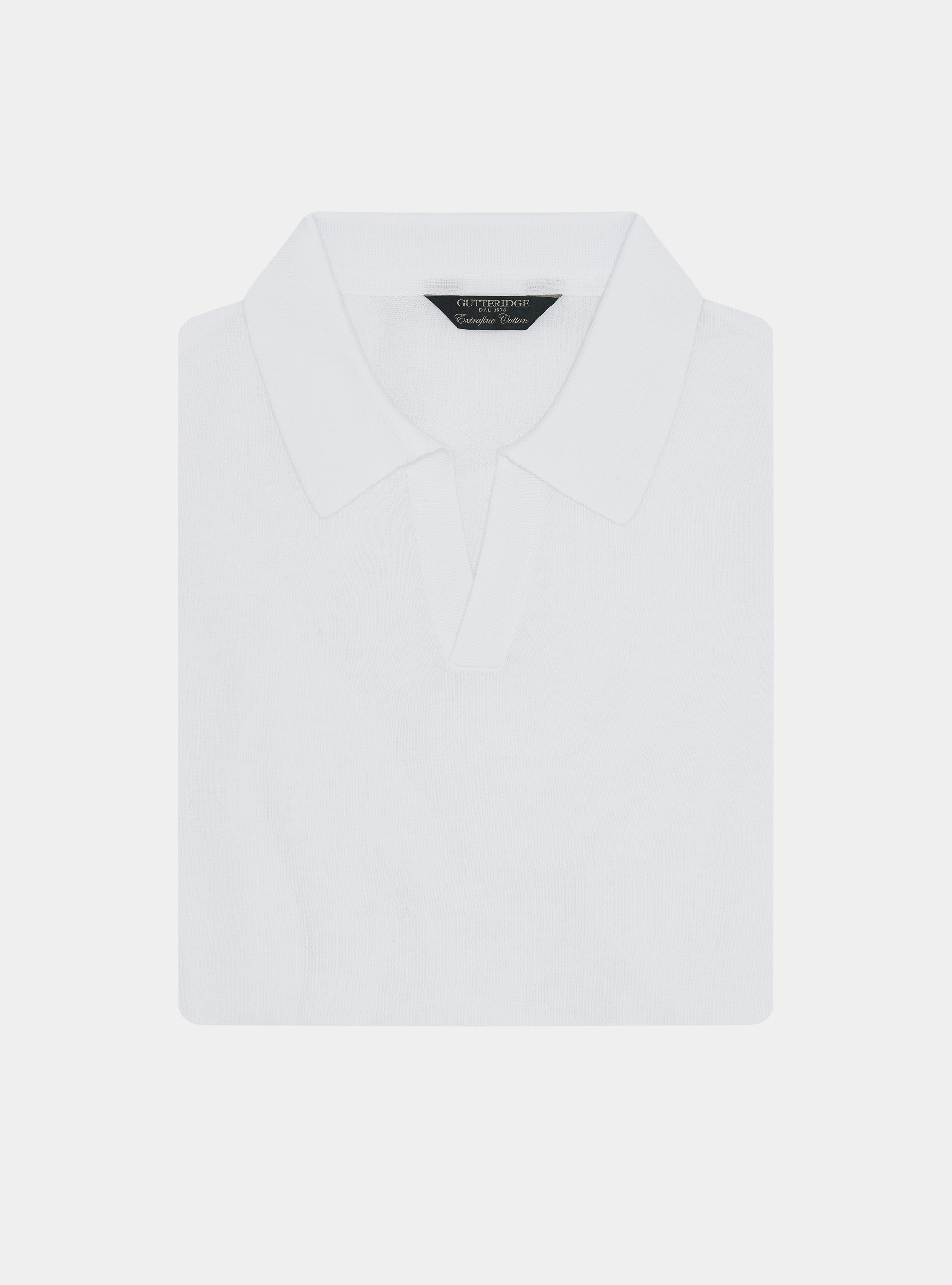Polo de punto sin botones en algod&oacute;n extrafino, BLANCO
