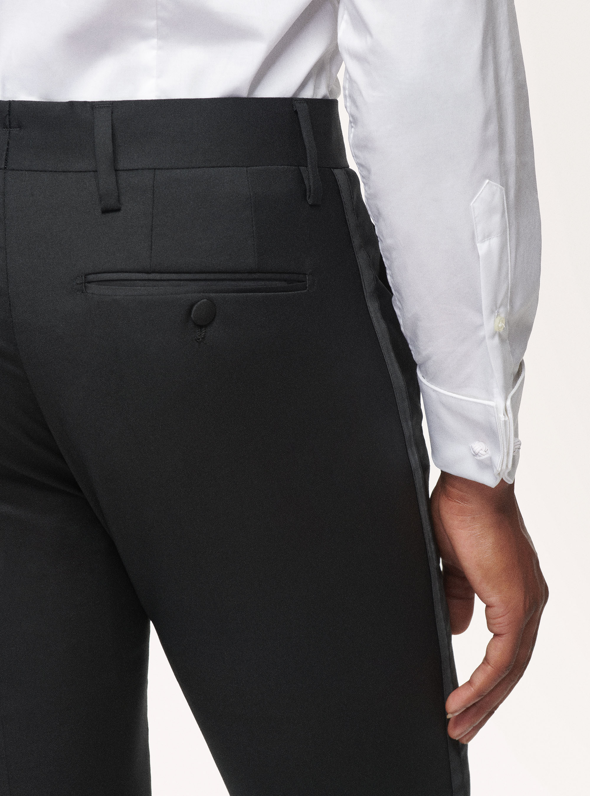 Pantaloni smoking in pura lana, NERO