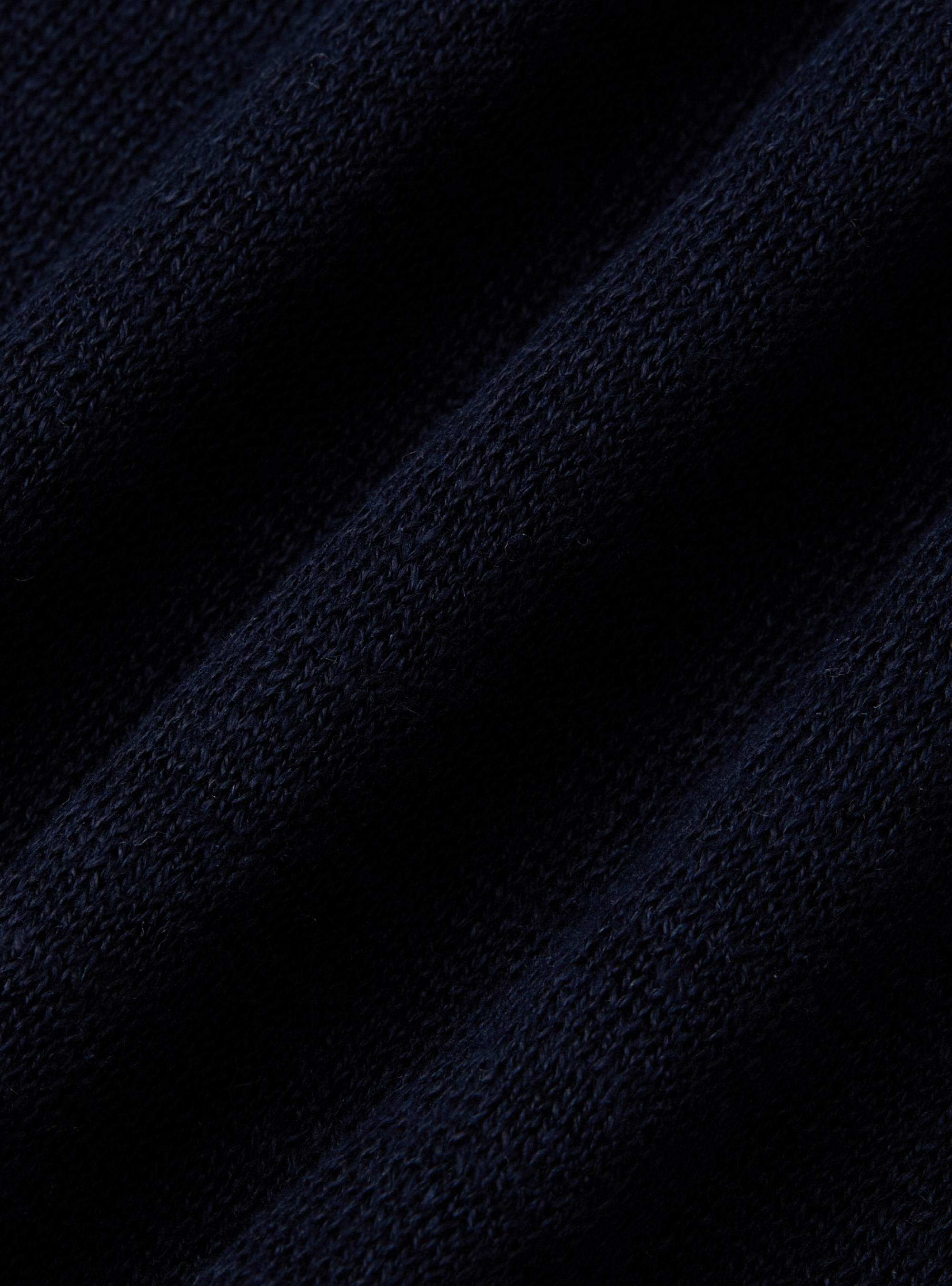 Polo in maglia senza bottoni in puro lino, BLU NAVY