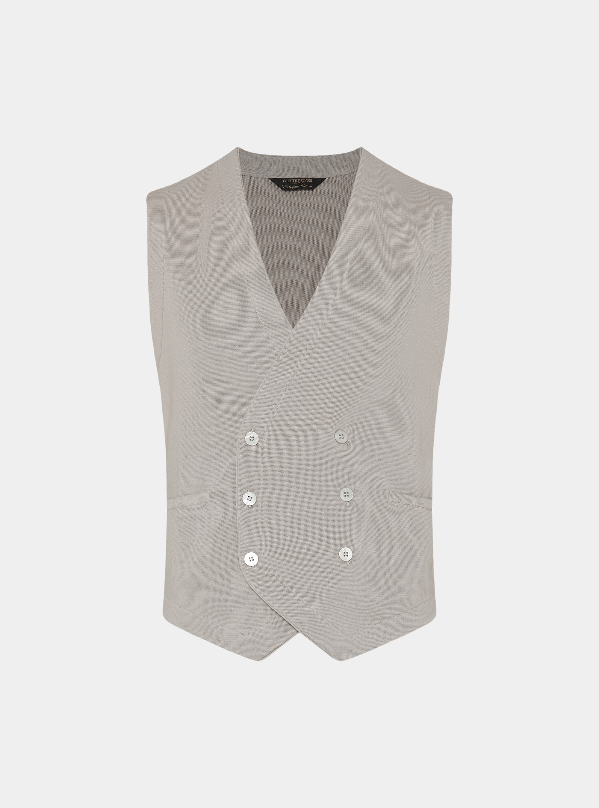 Gilet doppiopetto in maglia di cotone, SABBIA