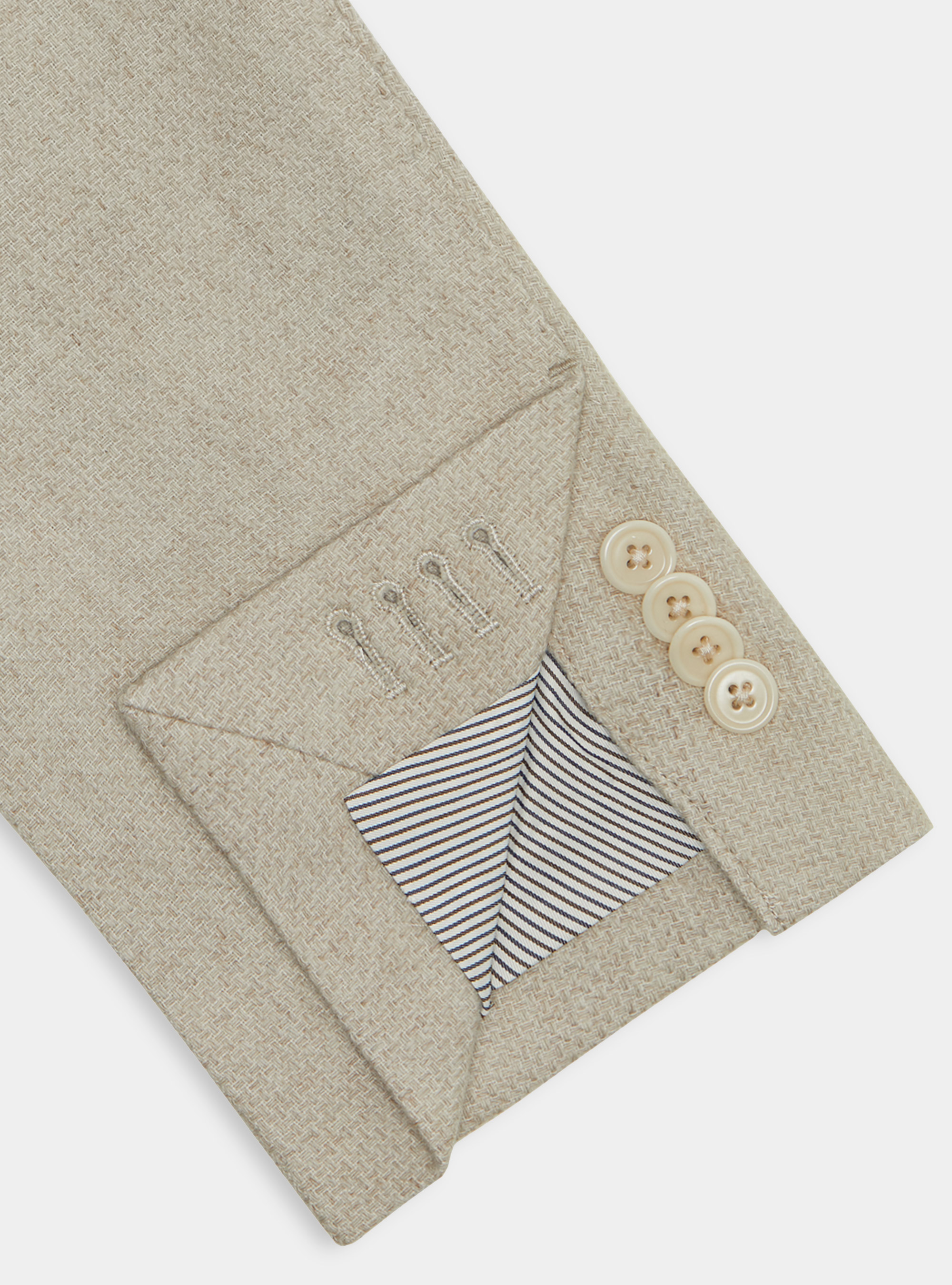 Giacca hopsack in lana cotone e cashmere, ECRU