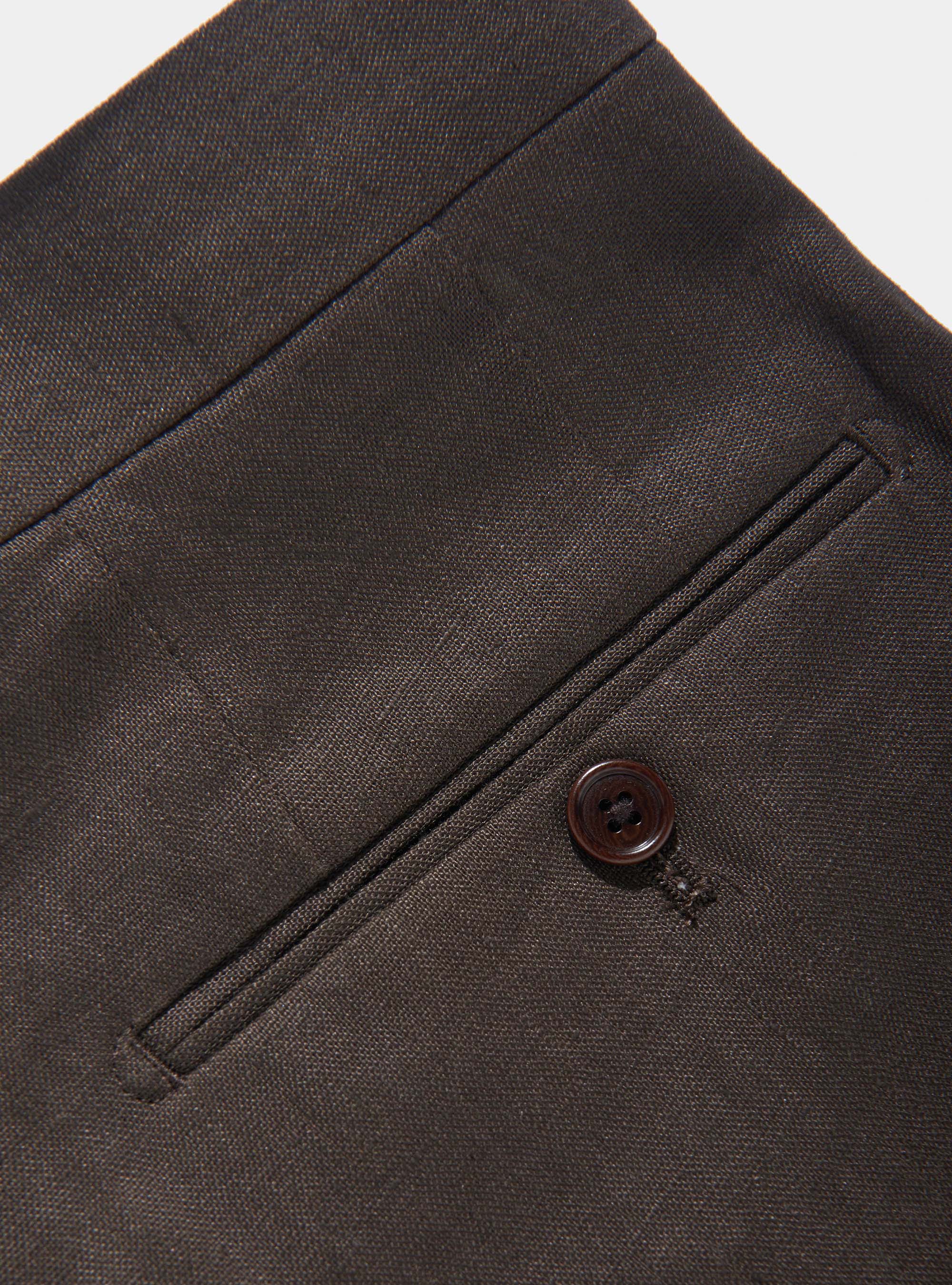 Pantaloni per abito in puro lino, MARRONE