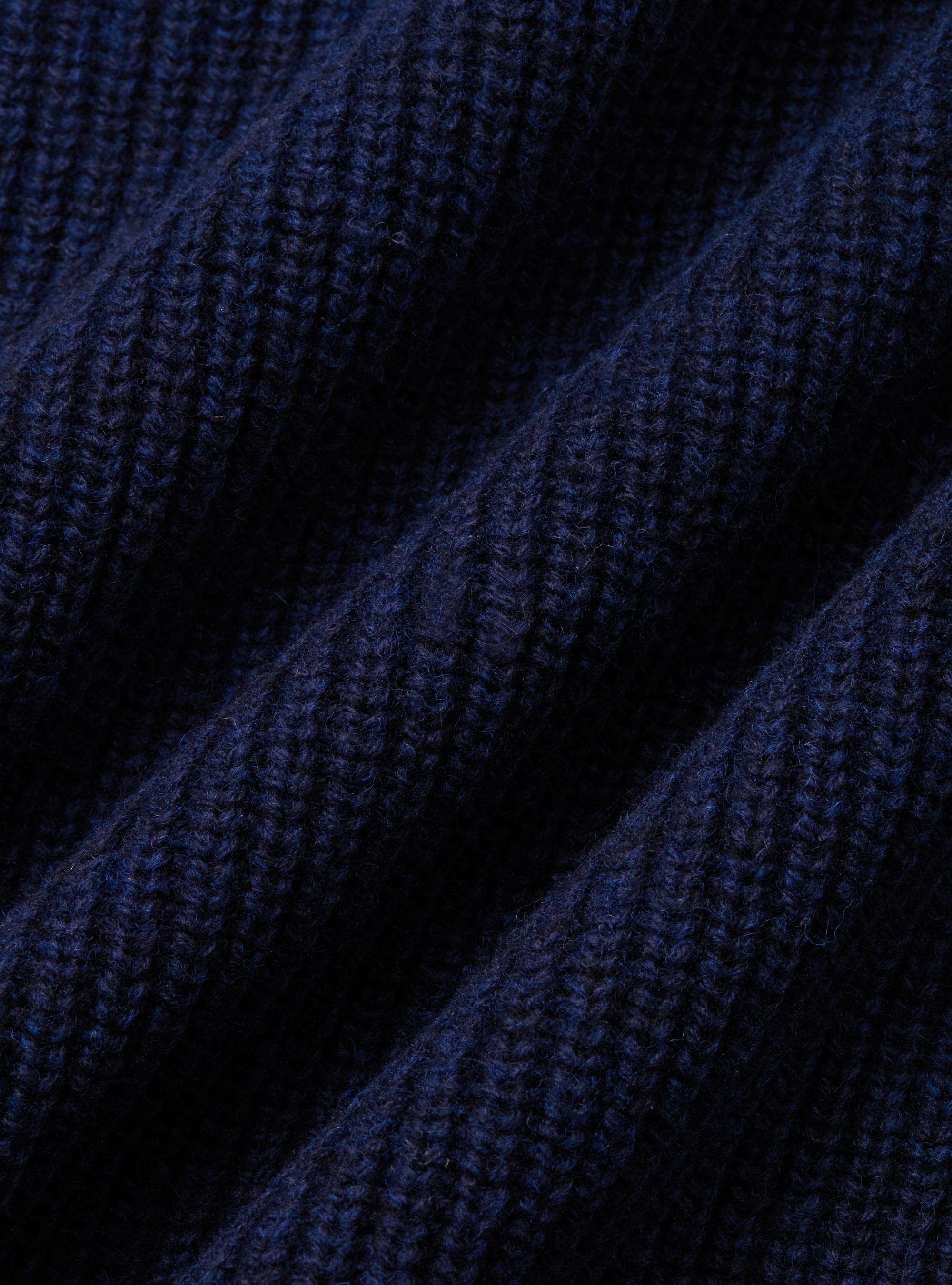 Maglia lupetto in misto lana costa perlata, BLU NAVY