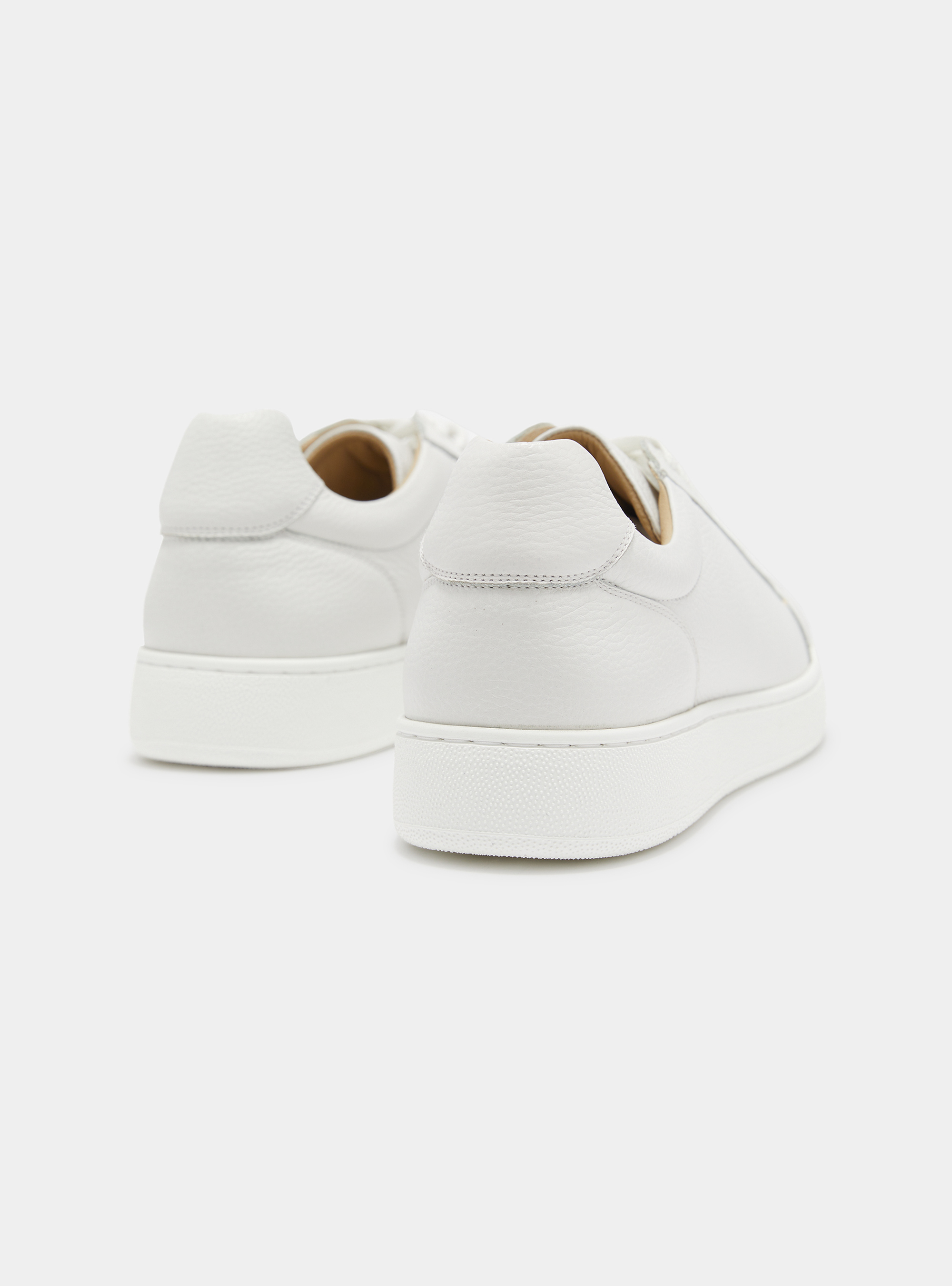 Grained nappa sneakers, WHITE