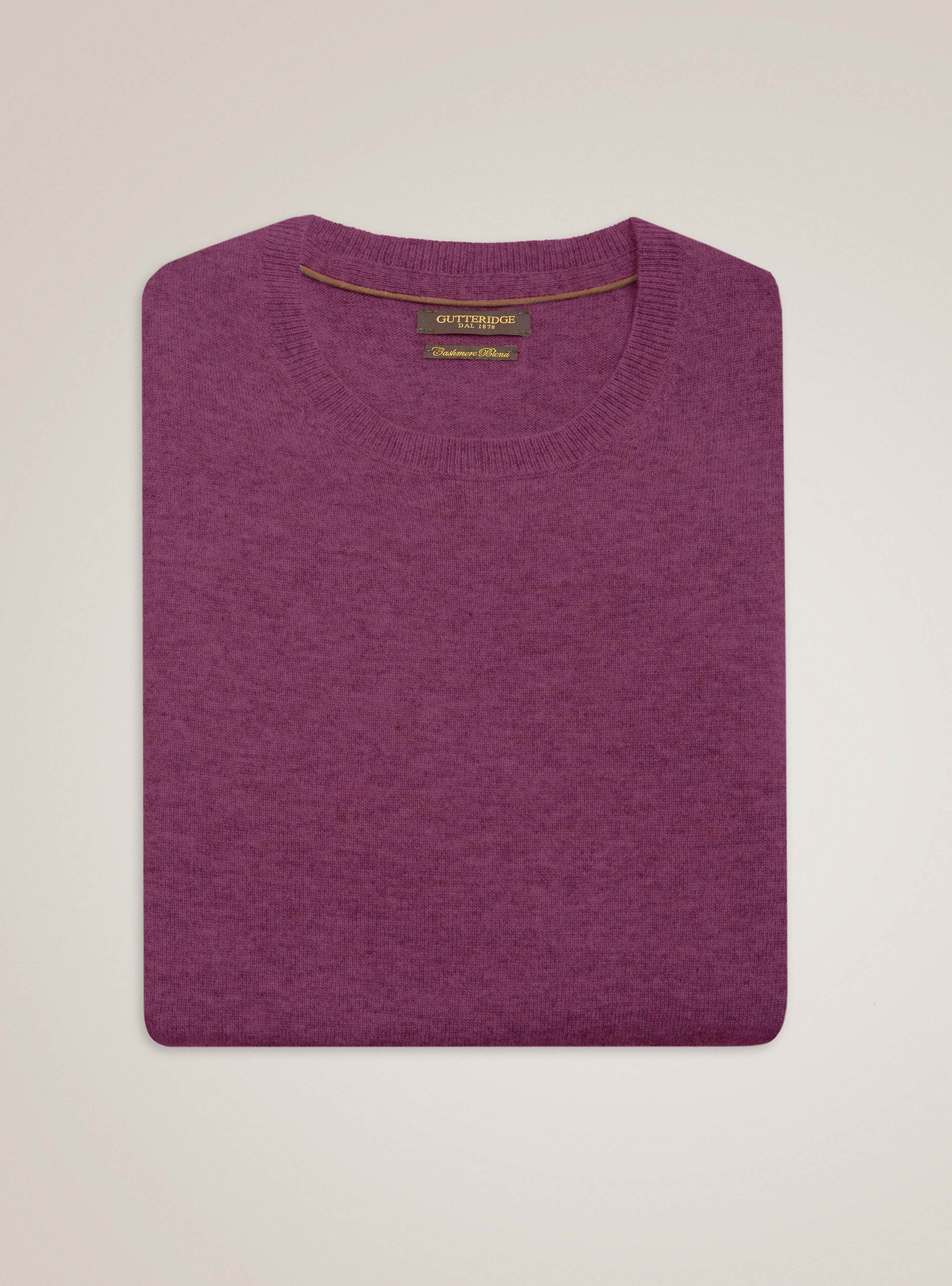 Maglia girocollo in lana lambswool e cashmere, VIOLA CHIARO