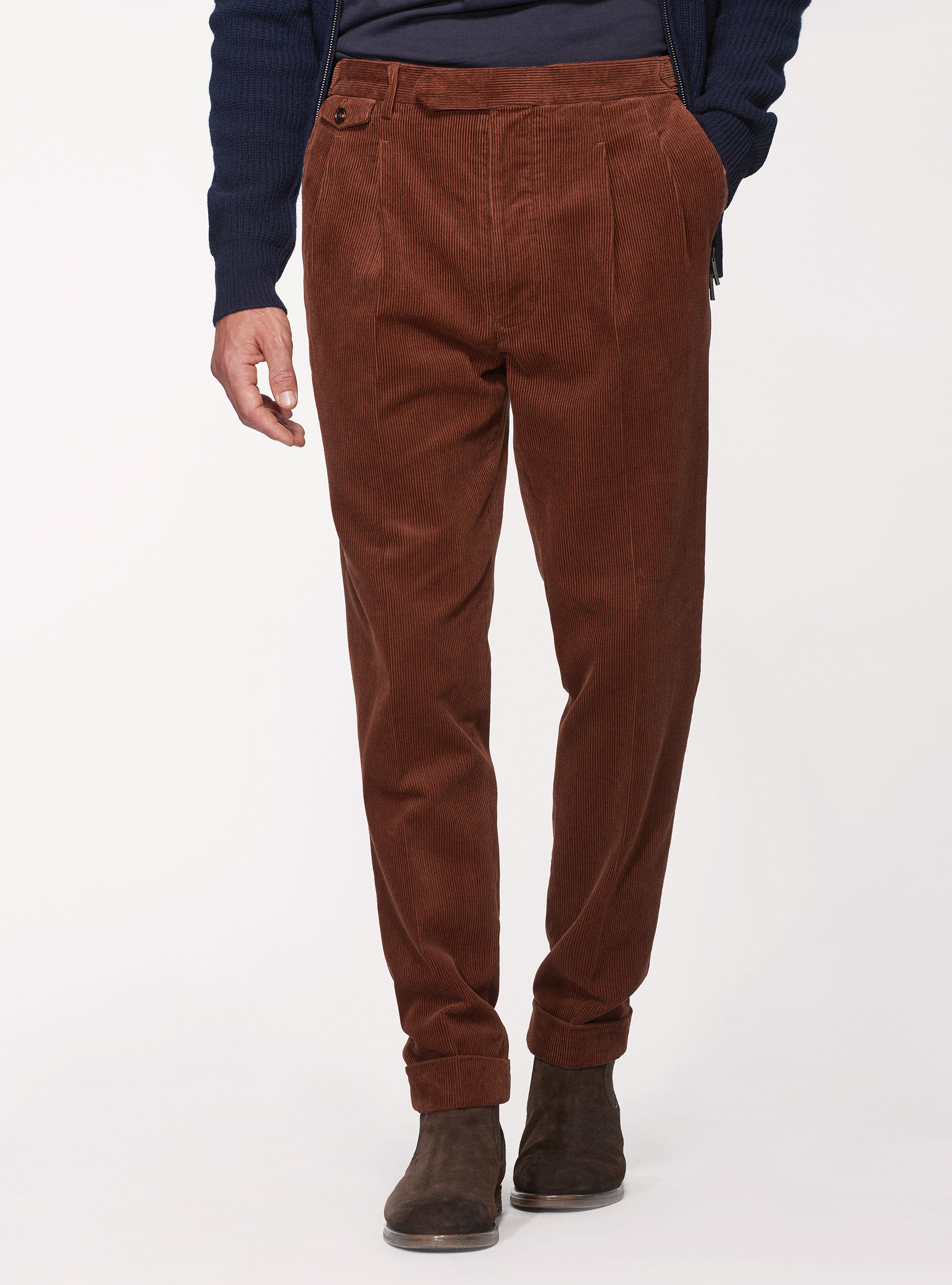 Pantaloni in velluto di cotone con cinturino laterale Gutteridge Uomo Abbigliamento Pantaloni e jeans Pantaloni Pantaloni in velluto 